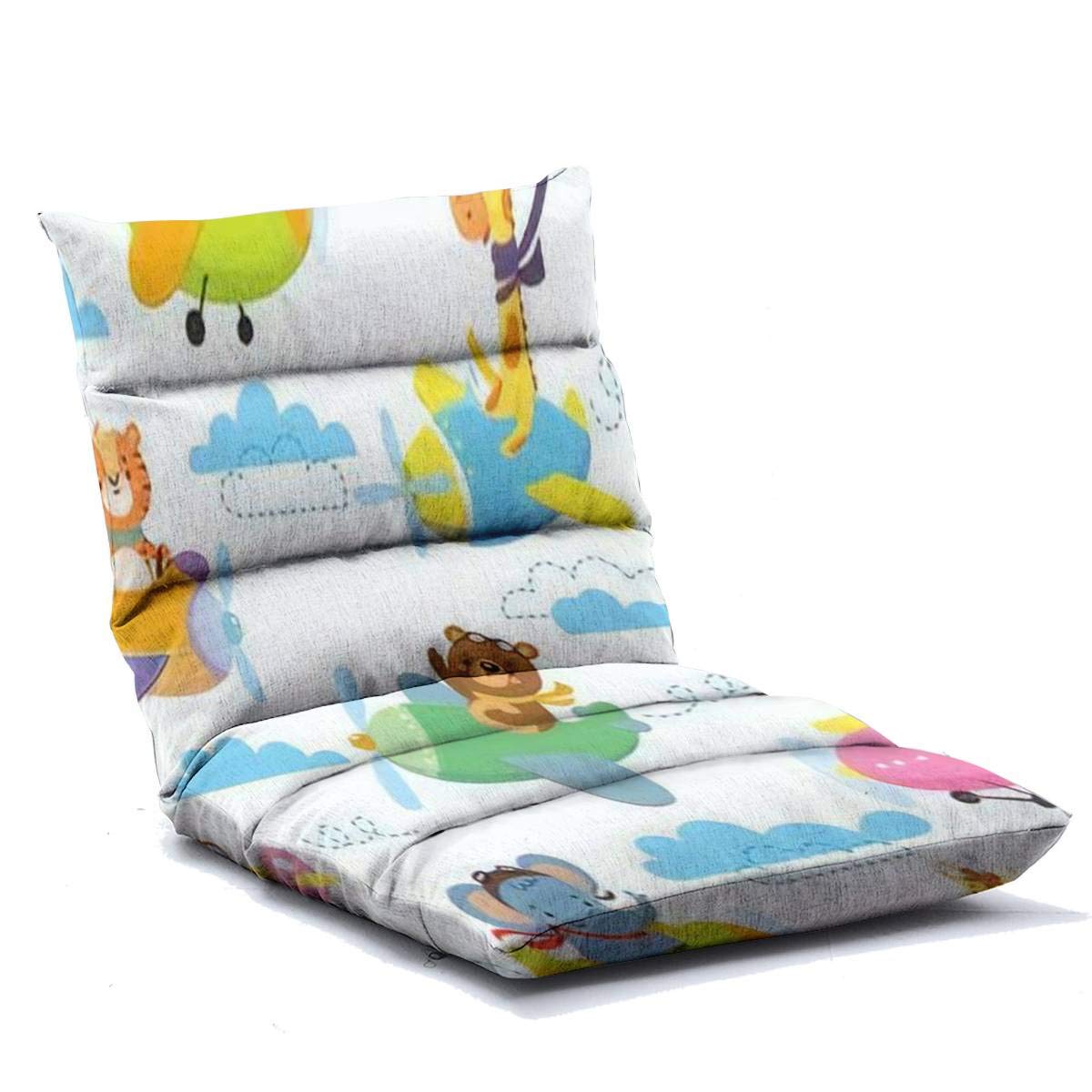 Adjustable 6-Position Memory Foam Floor Lounger with Cute Animal Sky Pattern - Foldable Sofa Chair for Kids & Adults - Perfect for Reading, Watching TV, Gaming & Relaxing at Home, Dorm or Office