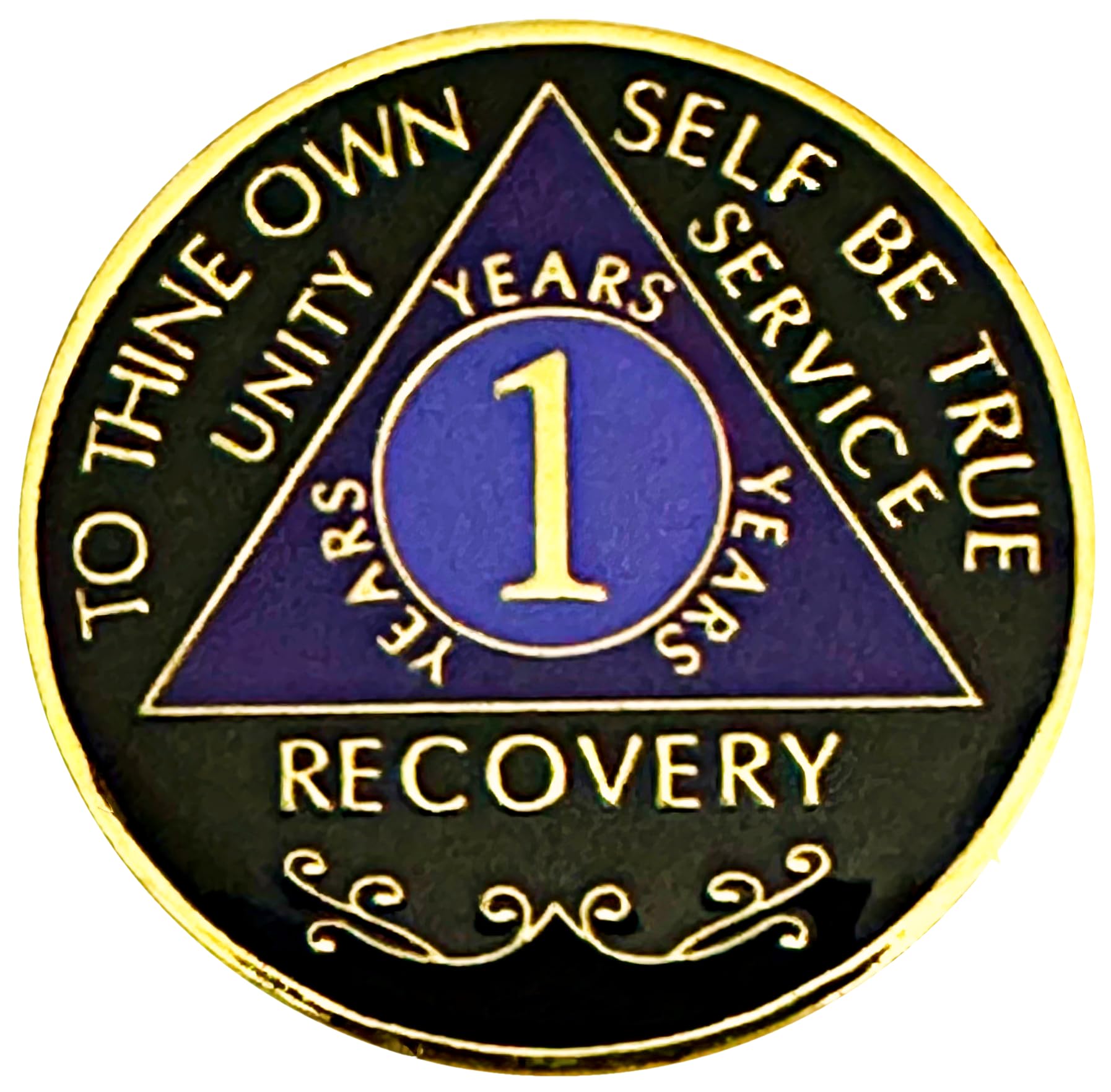 10 Pack AA 1 Year Sobriety Coin Set - Gold, Black & Purple Alcoholics Anonymous Recovery Medallions - Celebrate 1 Year Milestone in AA Meetings & Recovery Programs