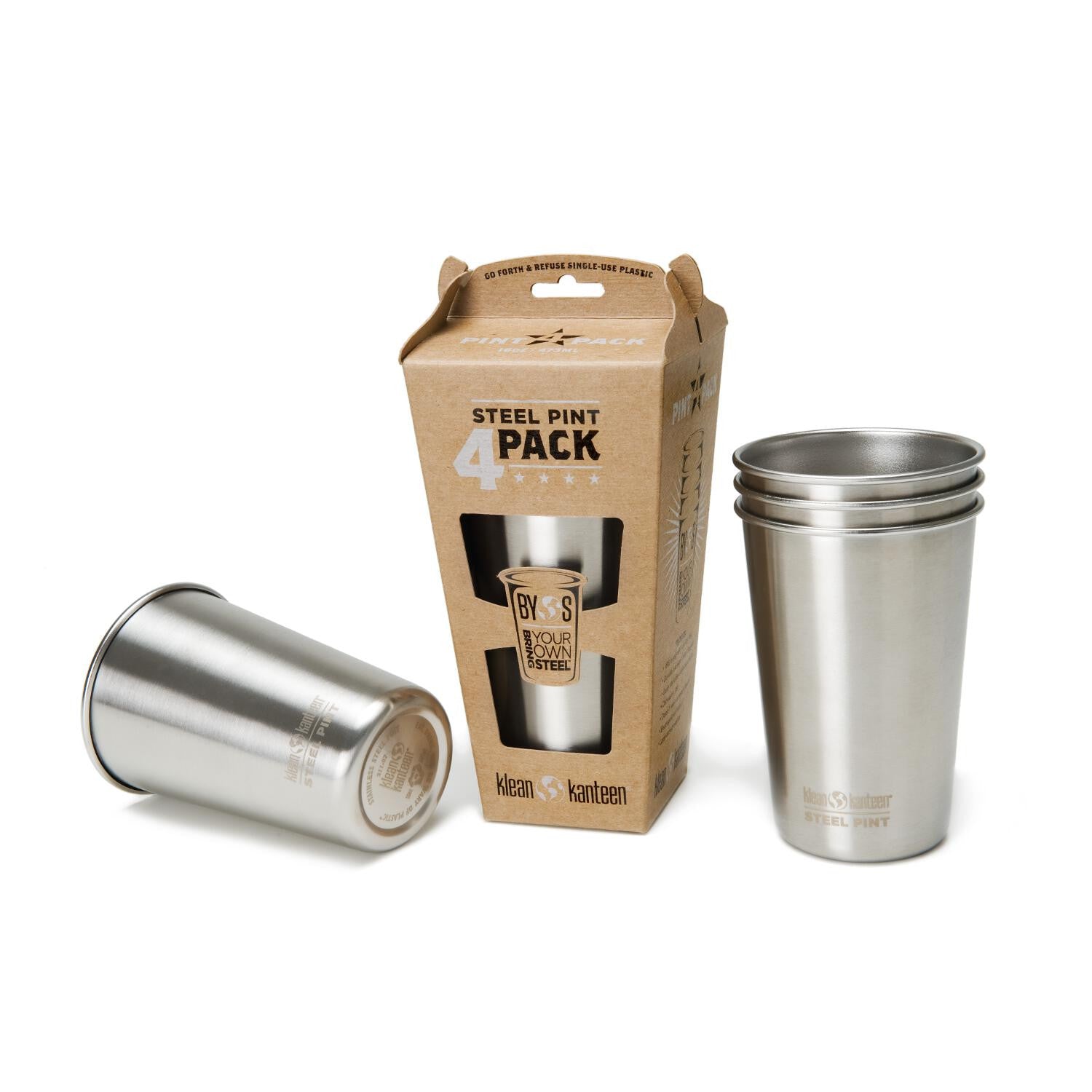 16 oz Stainless Steel Kanteen Pint Set of 4 | Durable & Insulated Drinking Cups for Beer, Coffee & Outdoor Adventures | Camping, Hiking, Picnics & Parties