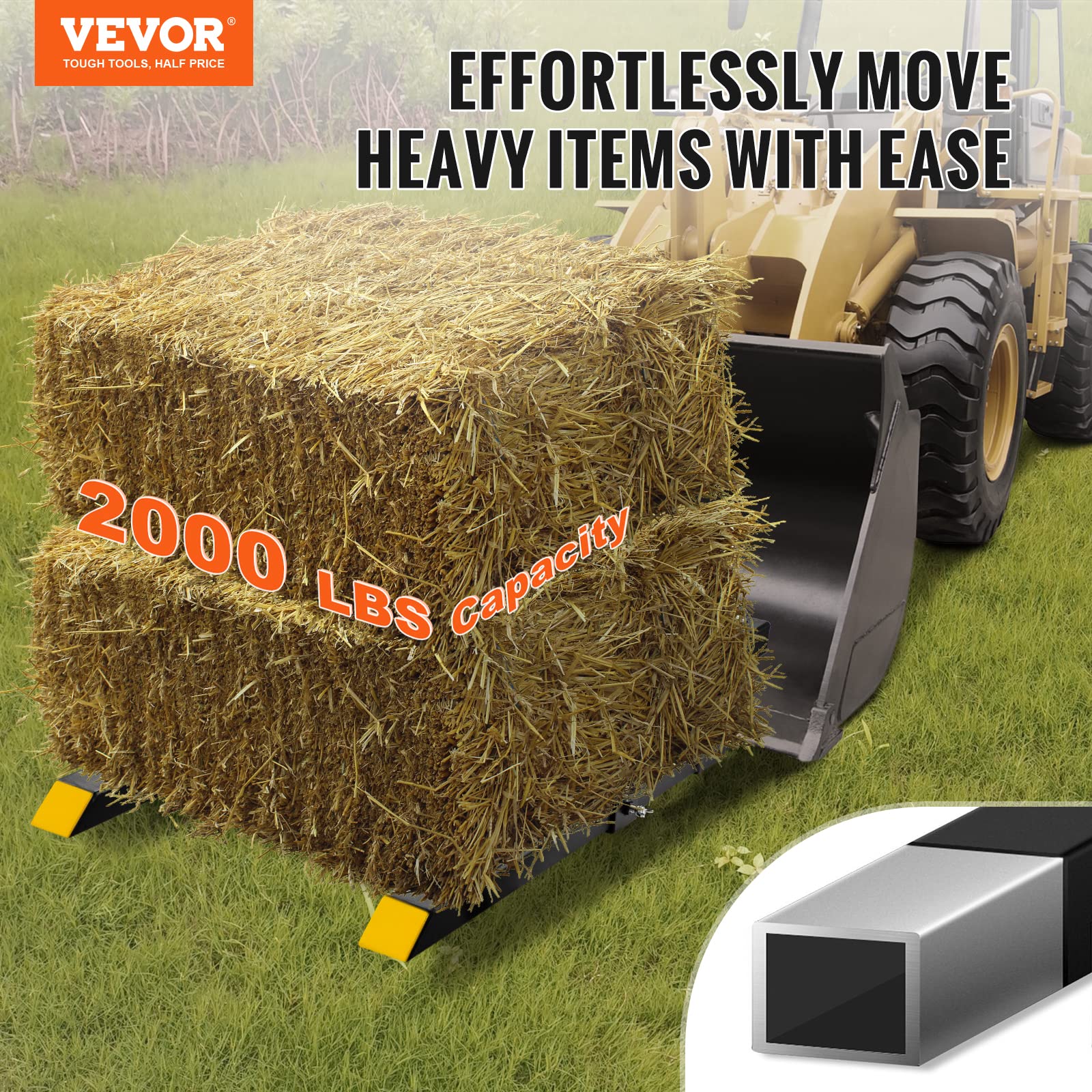 VEVOR 2000 Lbs Clamp-On Pallet Forks for Tractor Bucket - 43