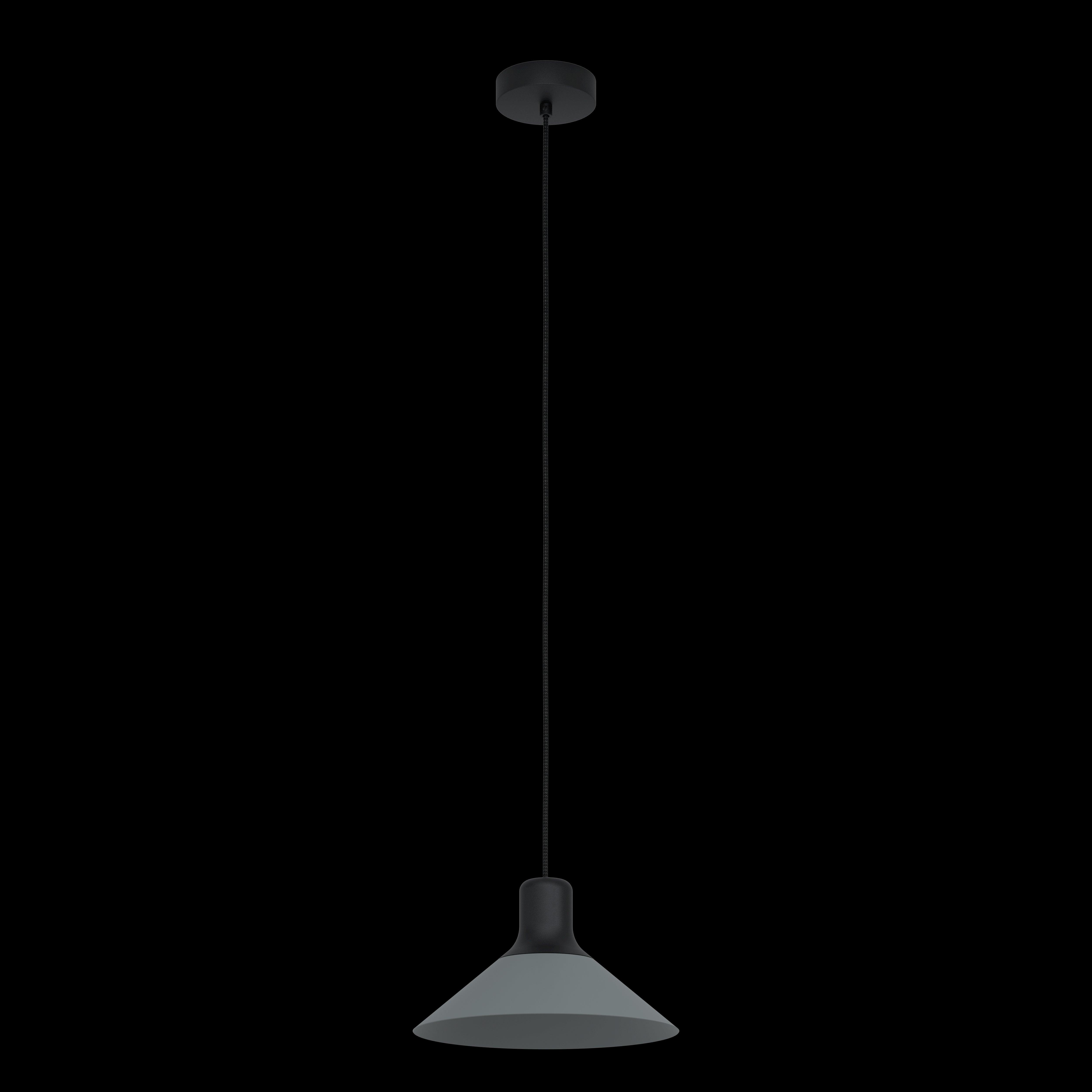 Eglo Abreosa Grey & Black Metal Conical Ceiling Pendant Light - Modern Industrial Fixture for Dining Room, Kitchen Island or Bedroom Lighting