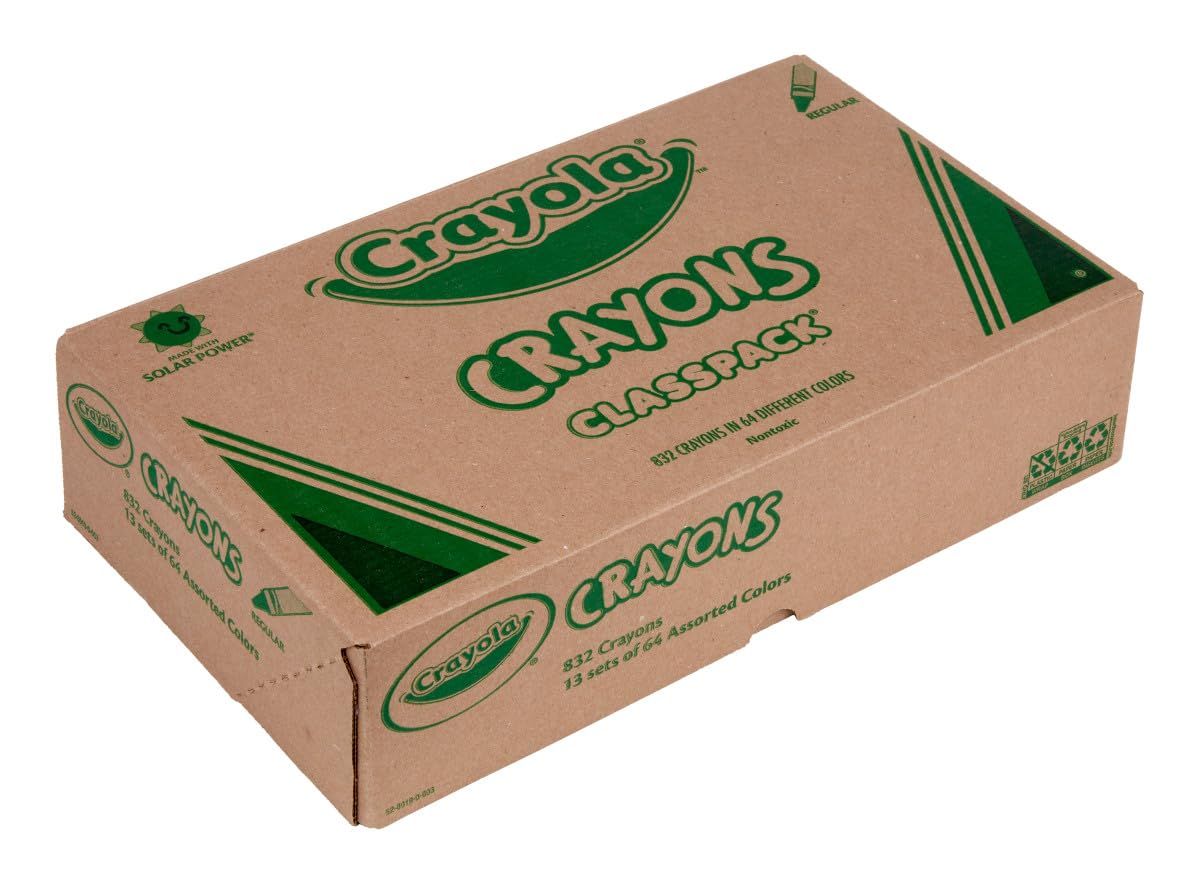 Crayola Crayon Classpack (832 Count) - Bulk School Supplies for Classrooms, 13 Sets of 64 Crayons, Kids Arts & Crafts Supplies for Teachers, Students & Homeschooling - Perfect for Coloring Books, Art Projects & Classroom Activities
