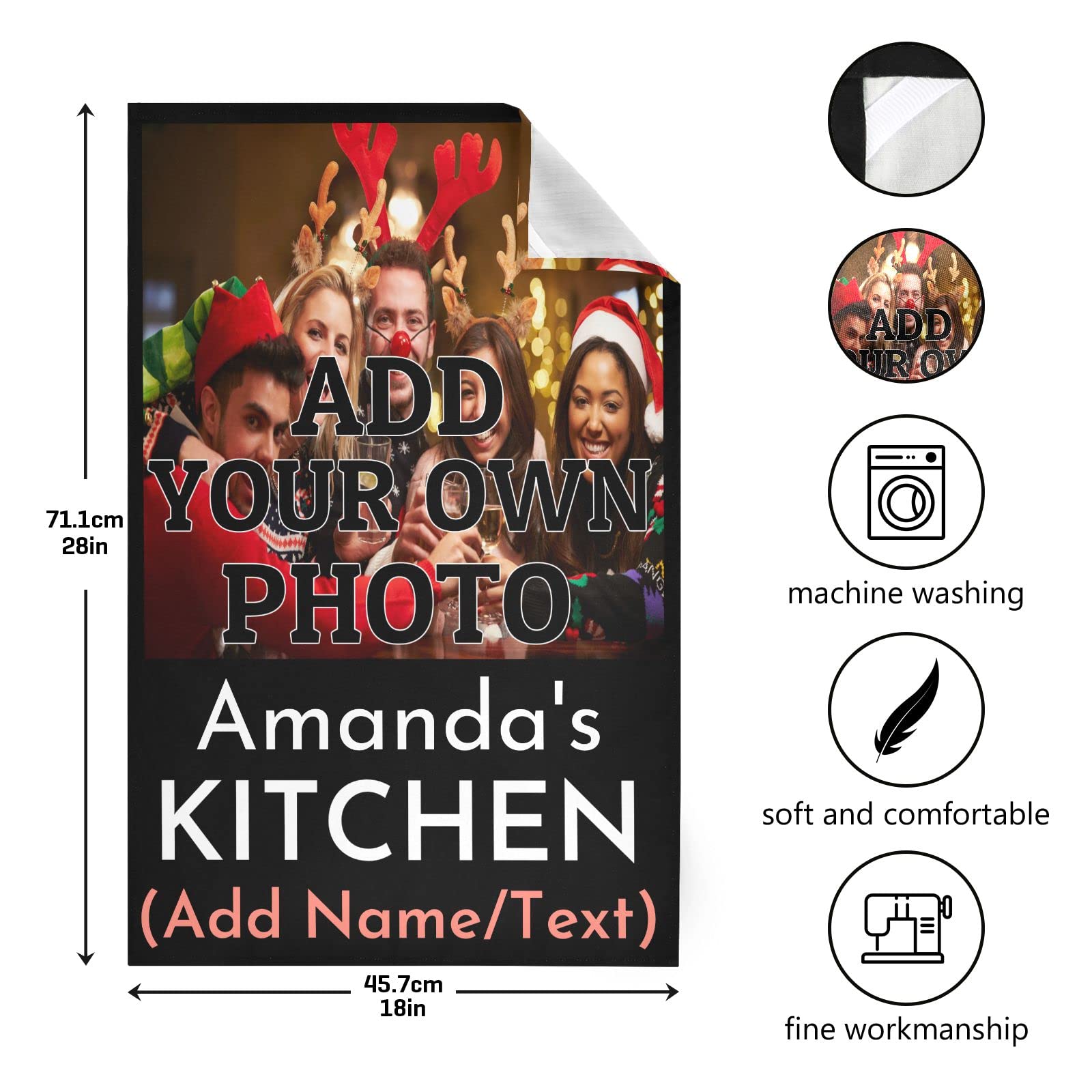 Personalized Kitchen Towels 6 Pack - Custom Reusable Absorbent Dish Cloths & Hand Towels (28x18 in) | Fast Drying Tea Towels & Bar Towels for Home, Restaurant & Commercial Kitchen Use