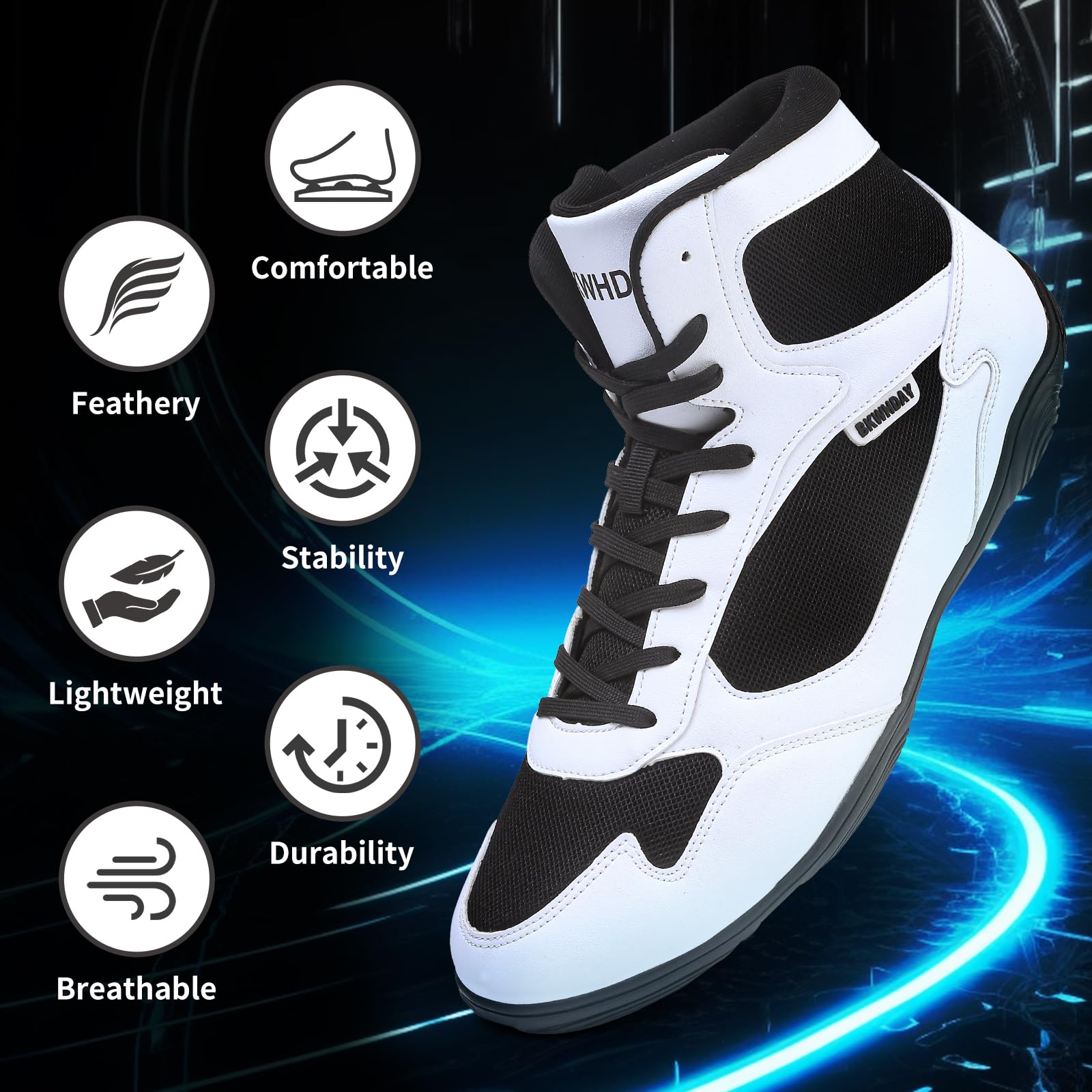 Best Men's Wrestling Shoes - High Top Boxing & Powerlifting Boots for Fitness & Training | Durable & Lightweight for Gym, MMA & Wrestling Matches