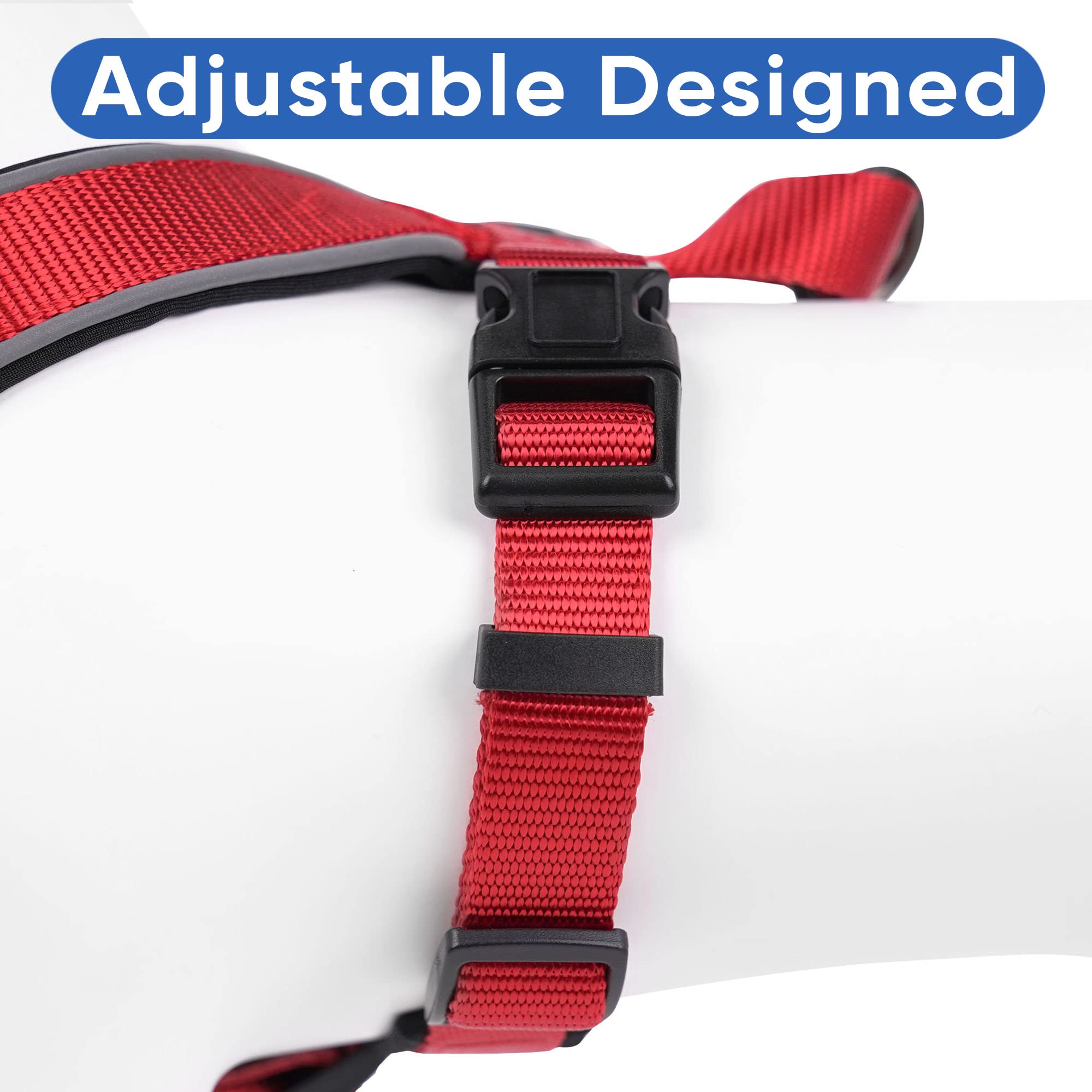 Pawtitas Reflective Padded Dog Harness - Comfortable & Adjustable for Walking, Running & Outdoor Adventures - Medium Size Red Pet Vest for Safety & Control - Perfect for Night Walks, Jogging & Training