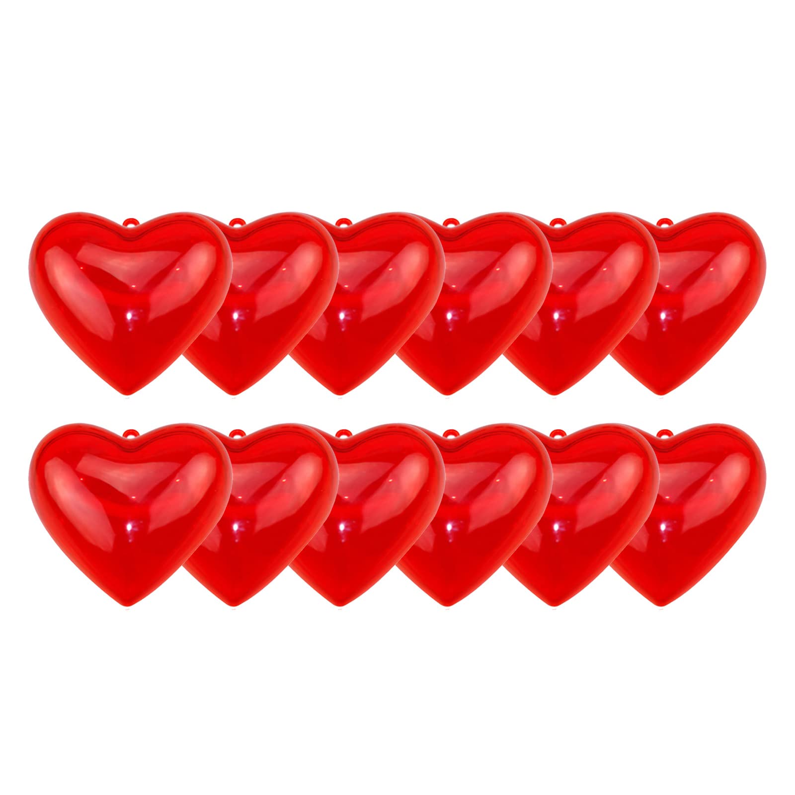 12Pcs Clear Plastic Fillable Ornament Balls - Transparent Heart-Shaped Globes for Christmas Decorations, Wedding Anniversary Party Favors, Valentine's Day Gifts (Red) - Perfect for DIY Crafts, Holiday Tree Decor, and Romantic Gift Giving