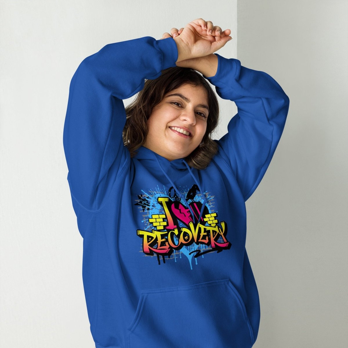 I Heart Recovery Graffiti Hoodie - Trendy Unisex Pullover Sweatshirt for Streetwear & Casual Outfits | Perfect for Urban Fashion, Gym Wear, and Everyday Comfort