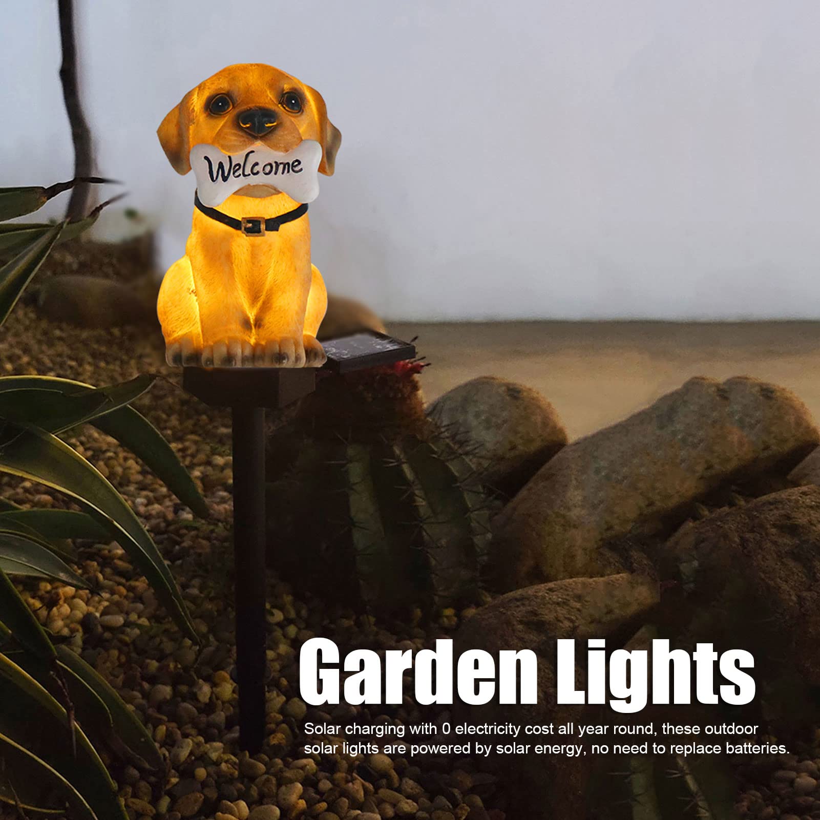 Solar Powered Cartoon Dog Welcome Sign - Outdoor Decorative Landscape Lights for Garden, Yard, Patio & Pathway | Perfect for Nighttime Illumination & Home Decor