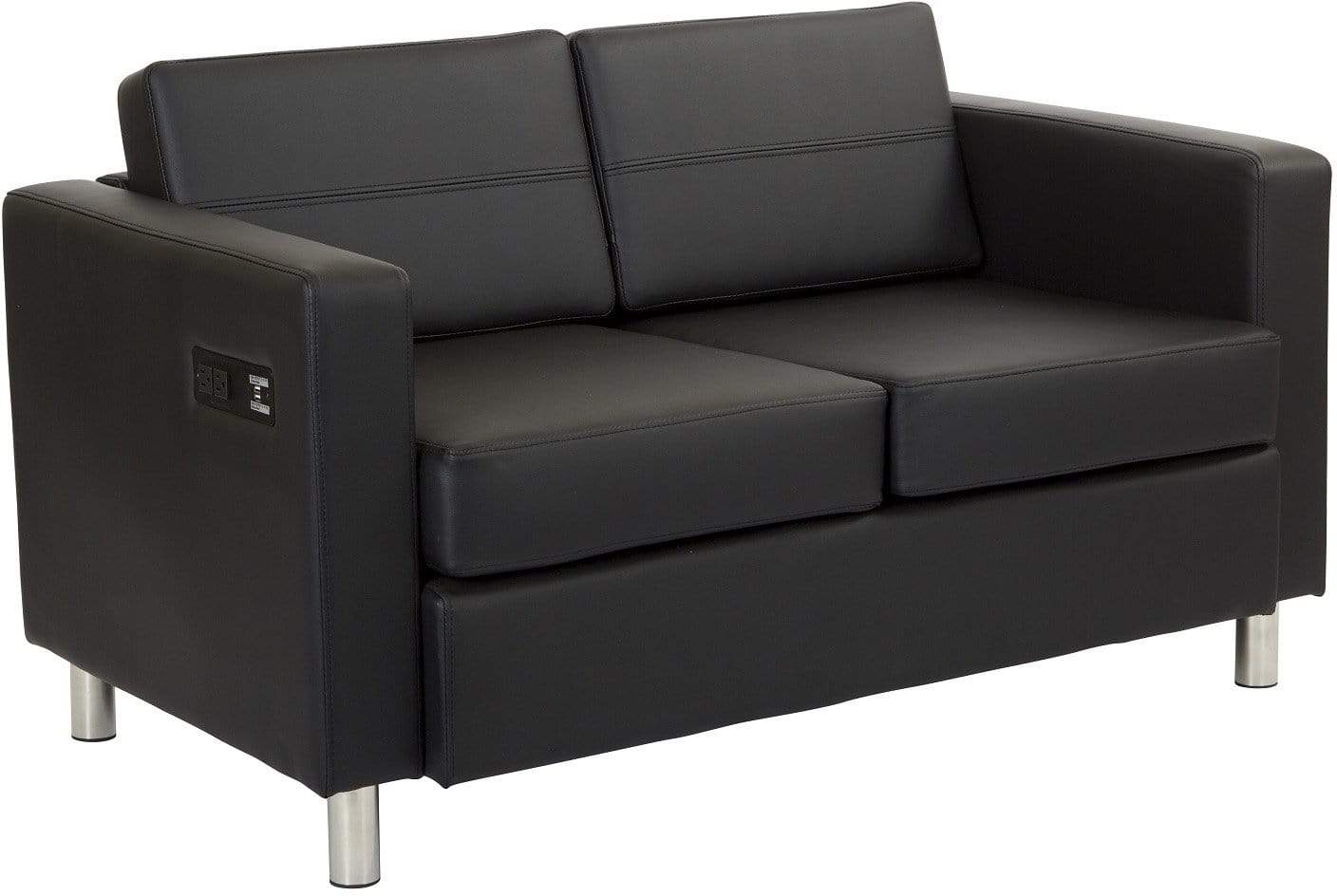 Office Star Ave Six Atlantic Loveseat Black - Modern 2-Seater Sofa for Home & Office [ATL52 R107] - Perfect for Living Rooms, Waiting Areas & Small Spaces