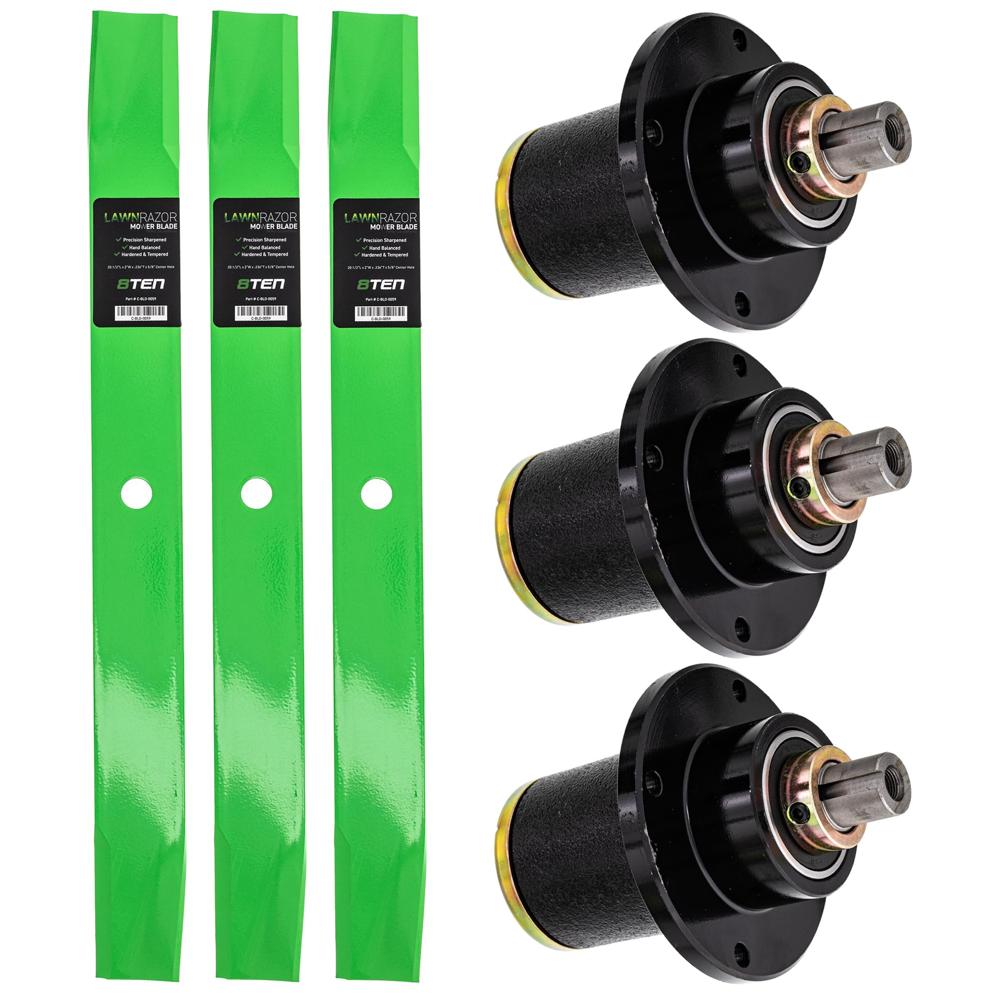 8TEN Deck Blade Spindle Kit Set Combo - 60 Inch Replacement for Bad Boy CZT ZT Elite Pup 037-6015-50 - Perfect for Lawn Mower Maintenance & Repair