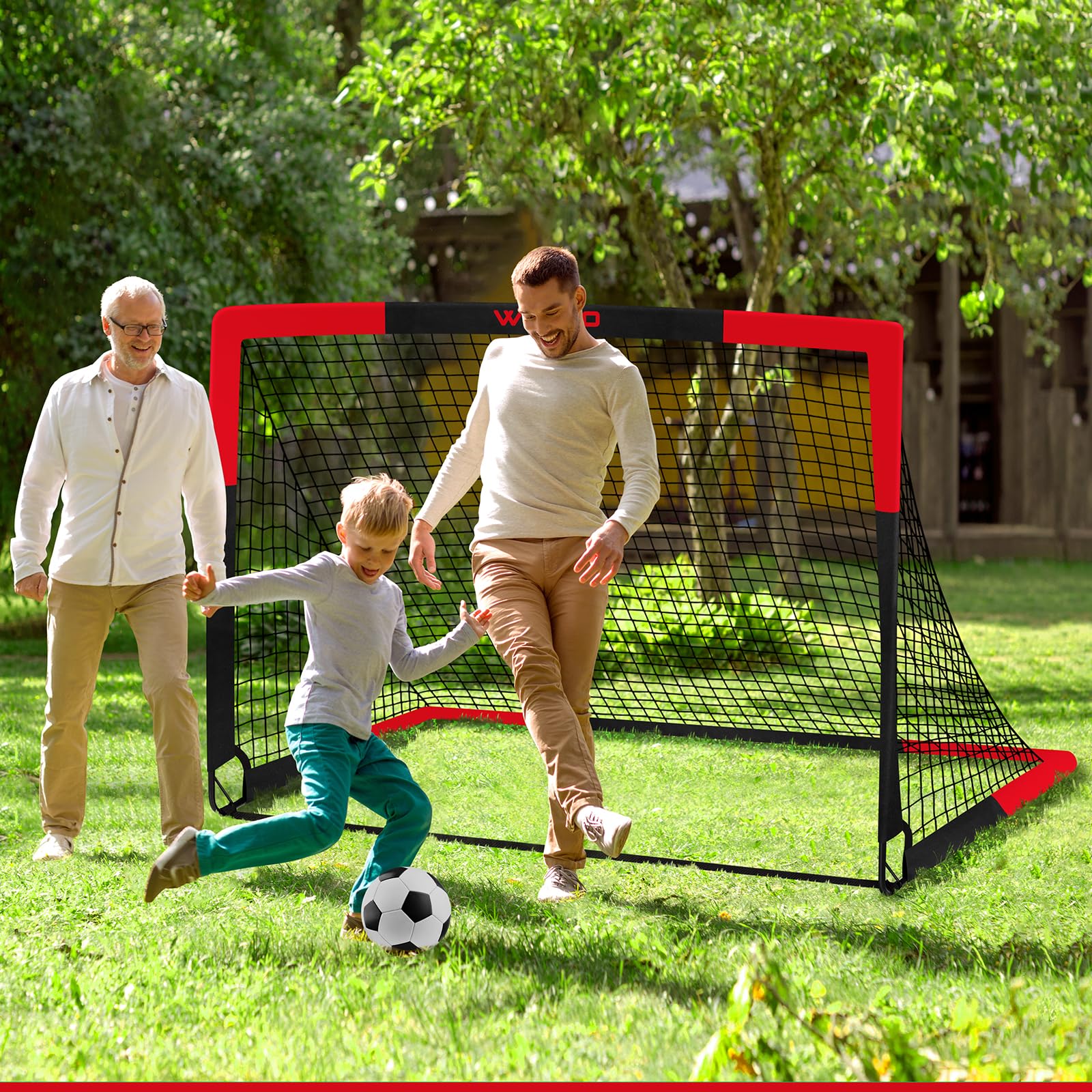 Portable Kids Soccer Goal Set of 2 - 6x4 ft Backyard Soccer Goals with Target, Ball & Cones - Adjustable Training Equipment for Ages 3-14 - Perfect for Outdoor Sports, Birthday Gifts & Youth Soccer Practice