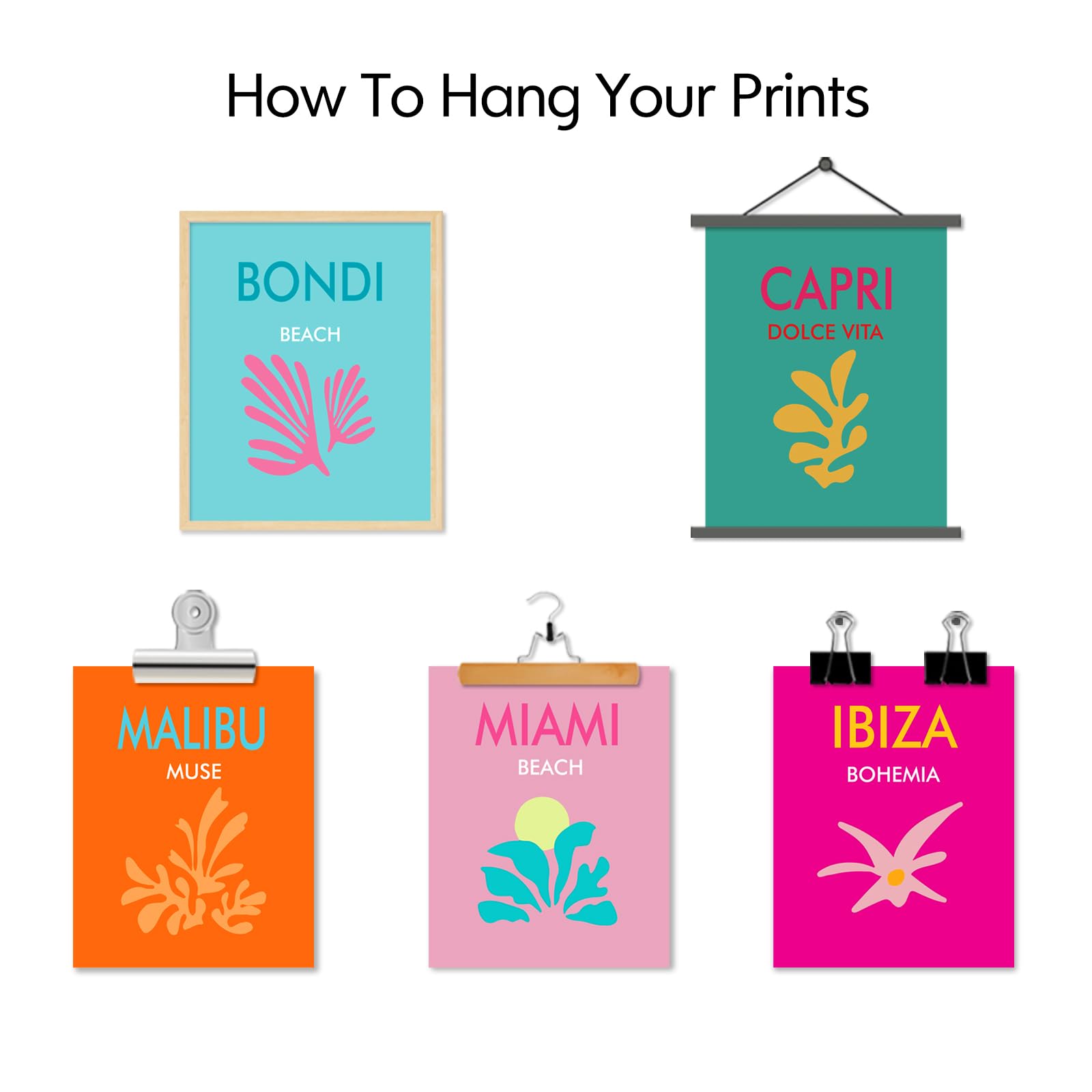 Preppy Wall Art Prints Set of 6 - 8x10in Aesthetic Room Decor Posters for Teen Girls | UNFRAMED Exhibition Style Posters | Perfect for Bedroom, Dorm & Home Office Decoration