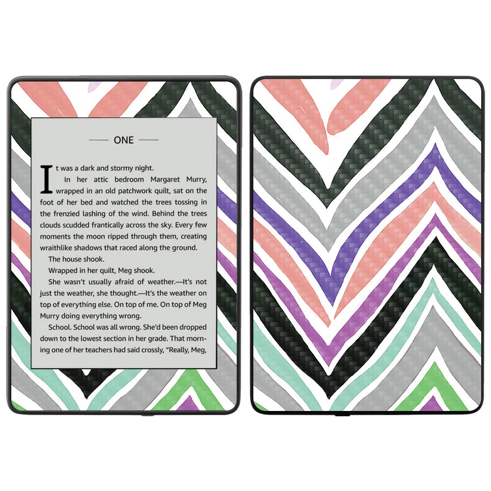 MightySkins Carbon Fiber Skin for Amazon Kindle Paperwhite 2018 (10th Gen) - Aqua Chevron Design | Waterproof Protective Cover with Durable Textured Finish | Easy to Apply & Remove | Made in USA | Perfect for Reading, Travel & Outdoor Use