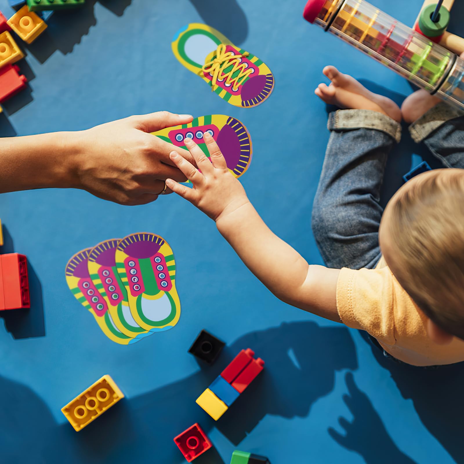 NUOBESTY Kids Learn to Tie Shoelaces Toy - 5 Sets Fine Motor Skills Teaching Toys for Toddlers & Preschoolers - Early Educational Lacing Activity for Shoe Tying Practice at Home or School