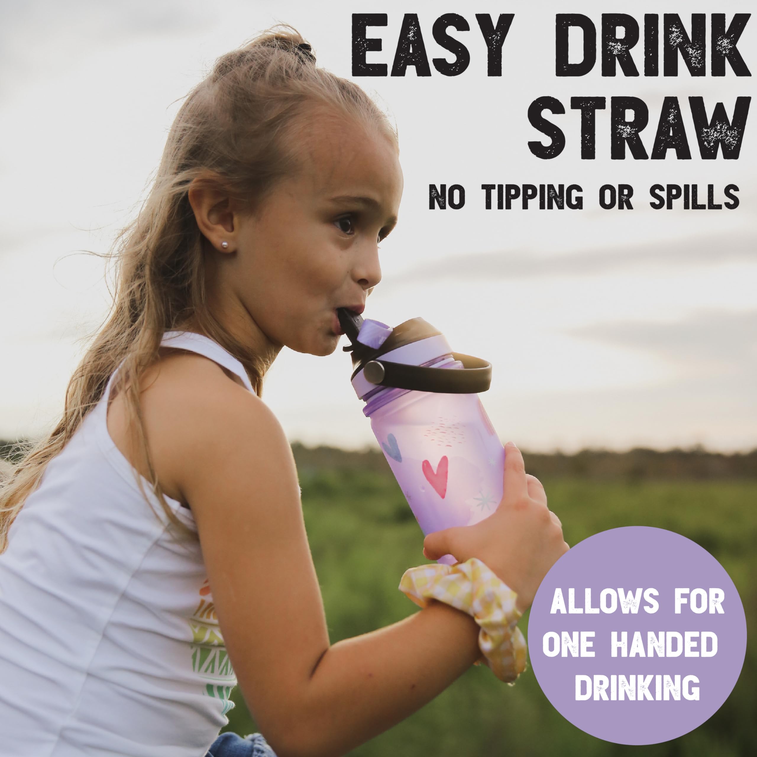 Live Infinitely 20oz Kids Water Bottle with Straw - BPA Free, Dishwasher Safe, Leak Proof Water Bottle for Boys & Girls - Perfect for School, Sports, and Outdoor Activities