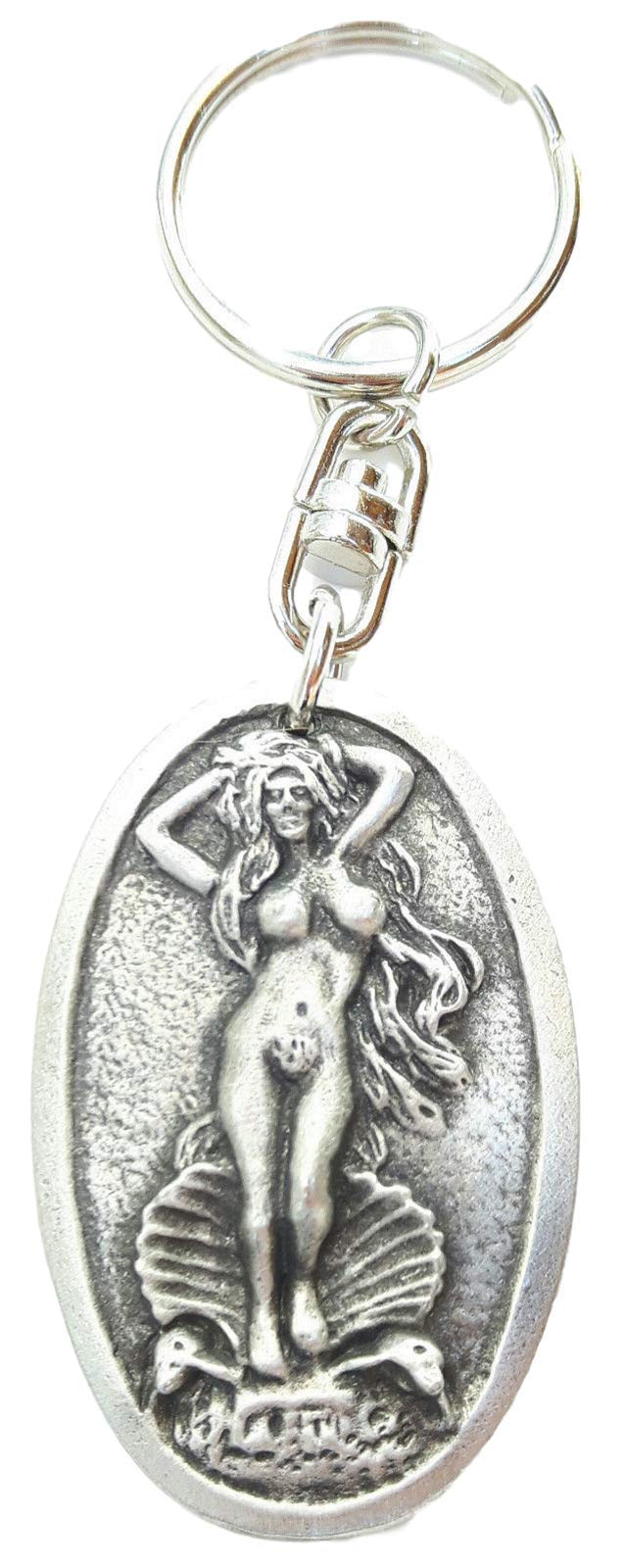 Fine Pewter Aphrodite Goddess Keychain with Gift Pouch, Elegant Gift for Mythology and Beauty Lovers