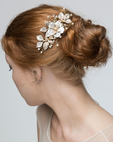 Elegant Bridal Headpiece - Missy Fi Flower Comb by Stephanie Browne | Perfect for Weddings, Prom & Special Occasions