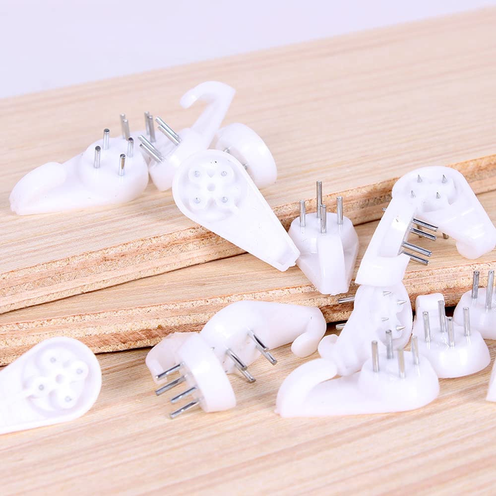 20-Pack White Plastic Non-Trace Wall Hooks - Damage-Free Picture Hanging Kit for Photos, Frames & Artwork - Invisible Concrete Nail Hangers for Hard Walls (Medium Size) - Perfect for Home, Office & Gallery Displays