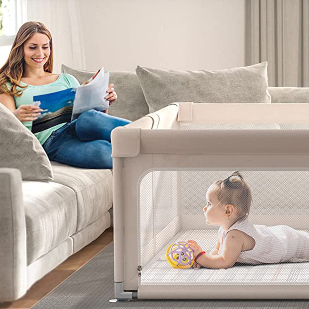 UANLAUO Extra Large Baby Playpen with Mat - 59x59x27 Inch Safe Play Yard for Toddlers & Infants | Indoor/Outdoor Play Area for Baby Boys & Girls | Perfect for Home, Daycare & Travel Use