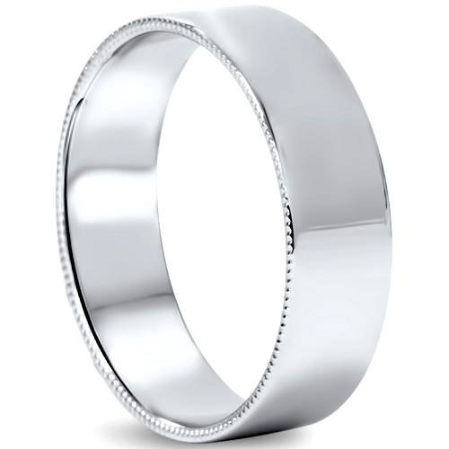 Men's 6mm High Polished Milgrain Wedding Band Ring - Classic Comfort Fit for Engagement, Anniversary & Everyday Wear