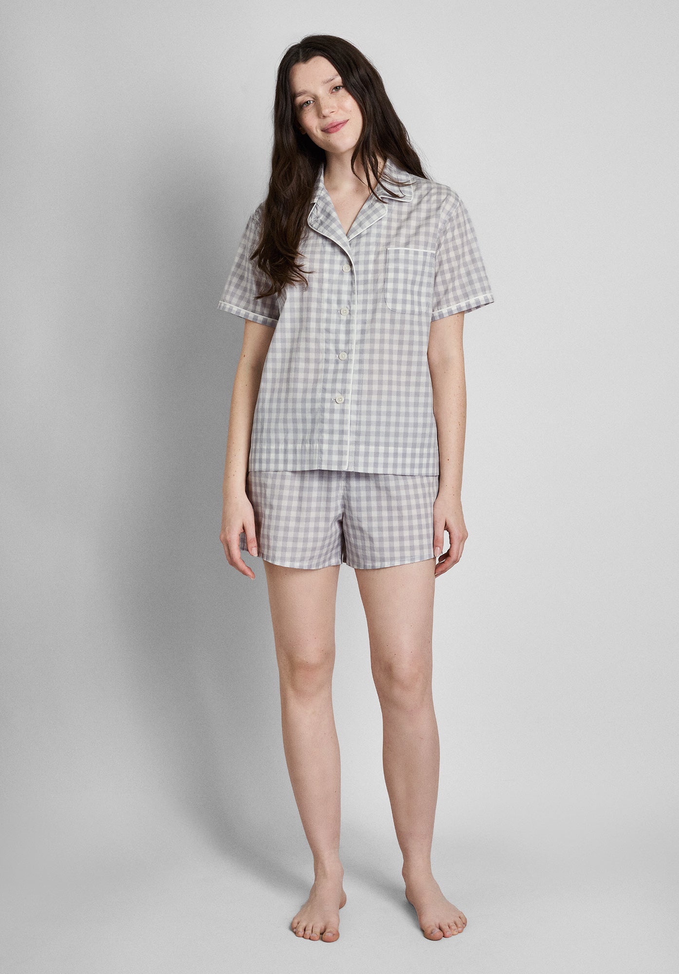 Corita Set in Large Grey Gingham - Stylish Women's Casual Outfit for Summer, Beach, and Everyday Wear