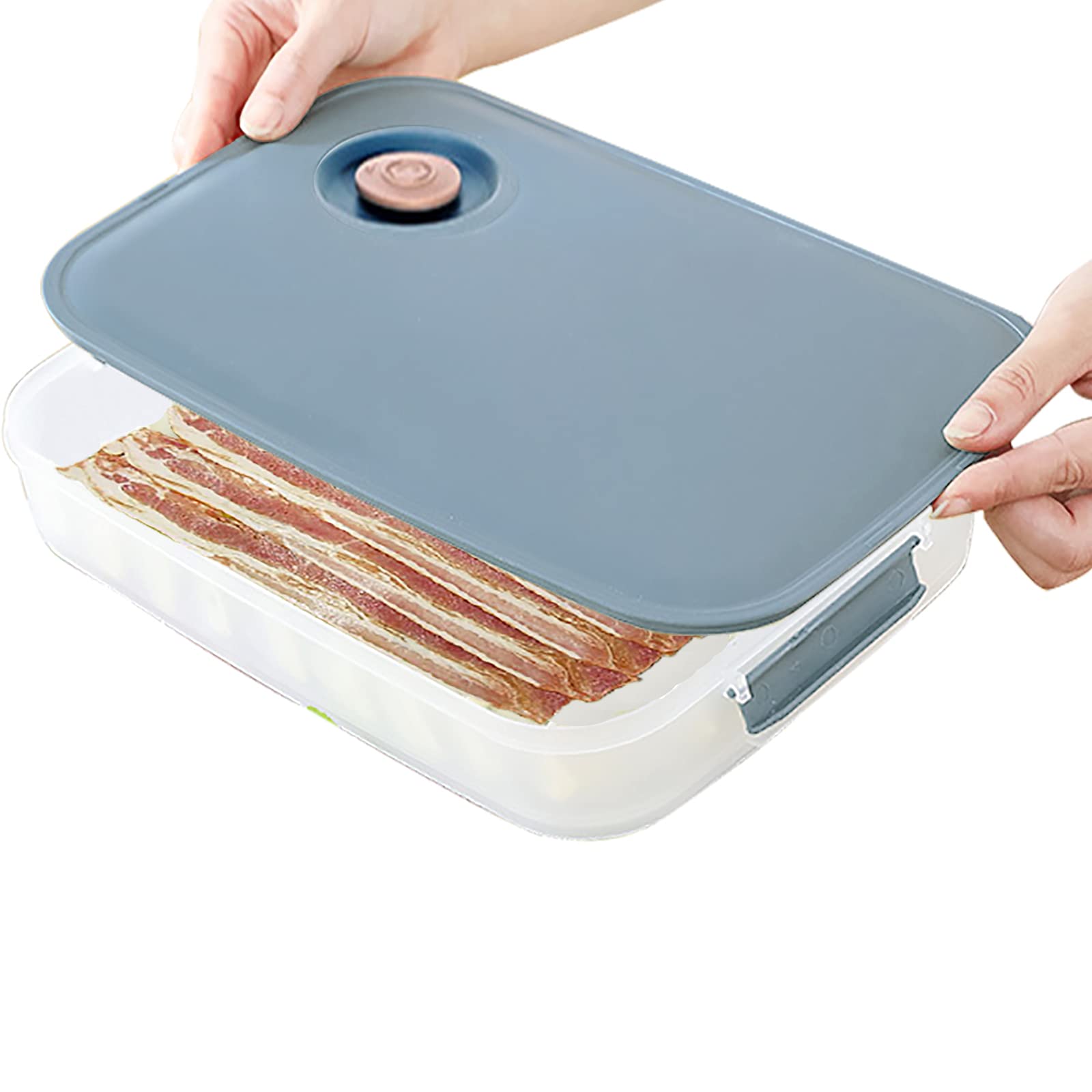 BPA-Free Plastic Bacon Keeper with Lids - Airtight Food Storage Container for Bacon, Deli Meats, Cheese & Cold Cuts - Fridge & Freezer Safe Meal Prep Containers - Perfect for Kitchen Organization, Camping & Picnics