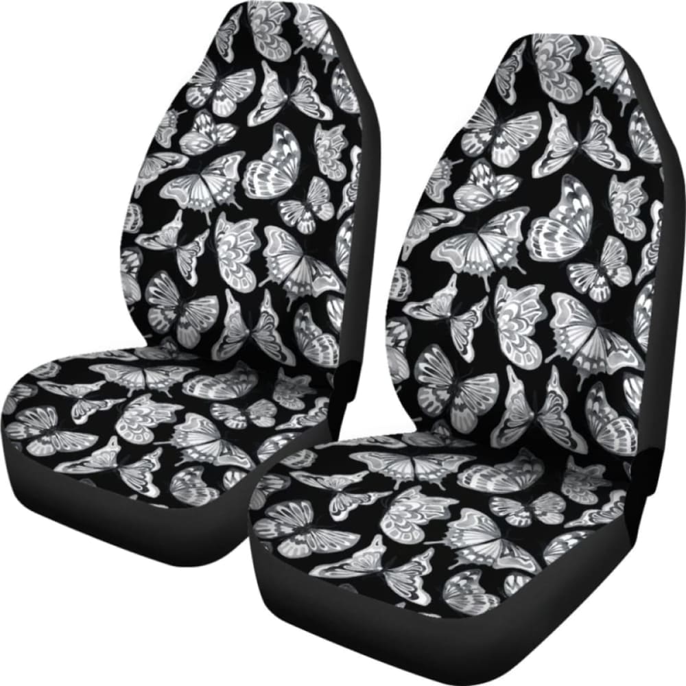 Black Gray White Butterfly Car Seat Covers - Universal Fit for Cars, Trucks & SUVs - Soft Comfort & Stylish Protection for Driving, Commuting & Road Trips