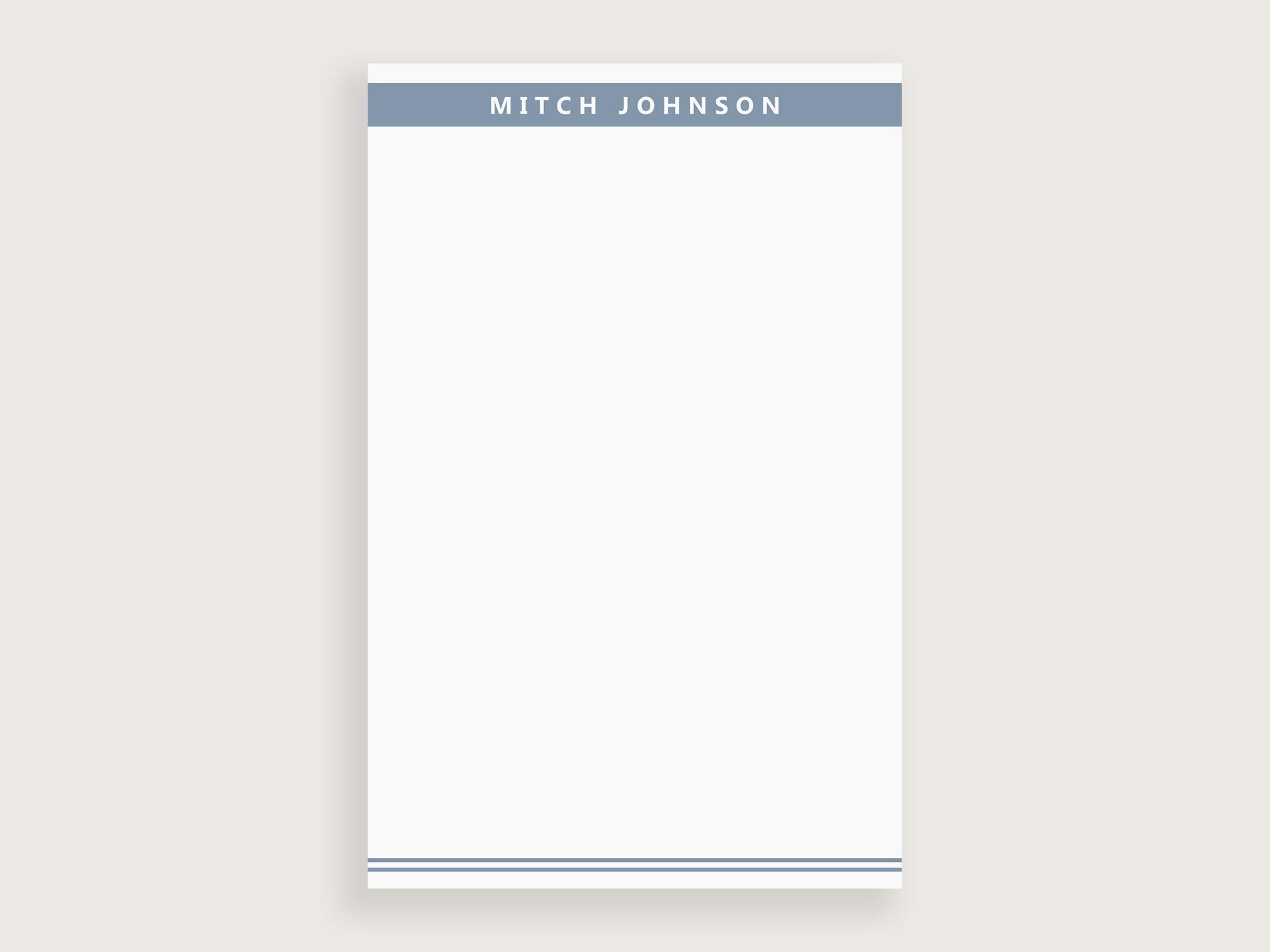 Personalized Notepads for Men - Dusty Blue Modern Writing Paper, Lined/Unlined Options in 3 Sizes (Small, Medium, Large) - Perfect for Office, Journaling & Gift Giving