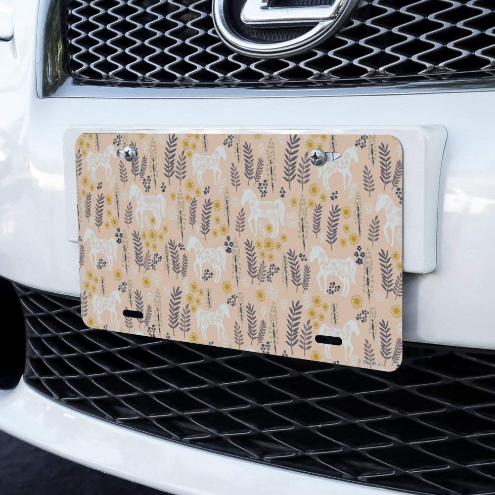 Custom Mimi Horse & Flowers Metal Vanity License Plate - Unique Car Decoration & Home Wall Art for Bedroom, Office, Dorm