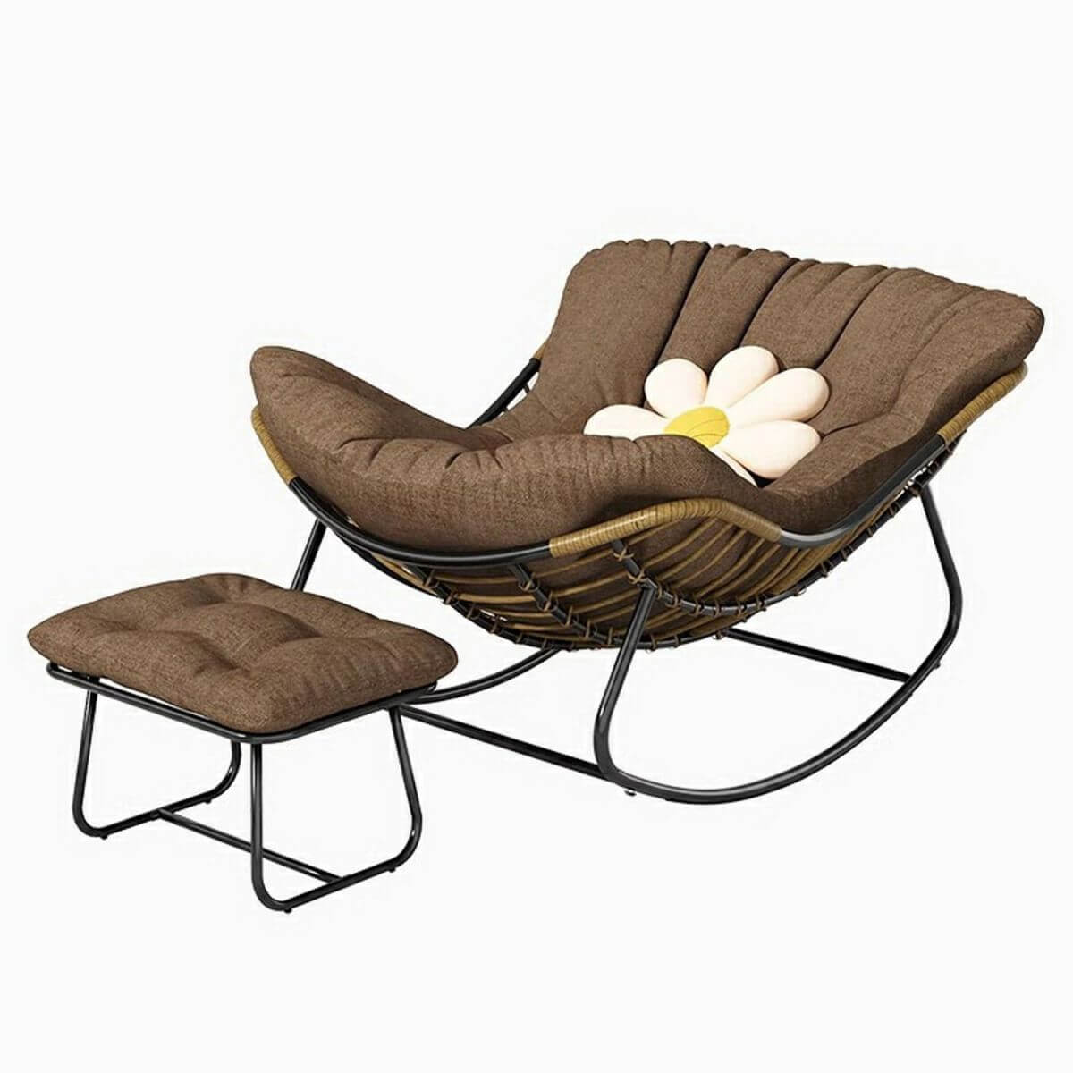 Modern Black Upholstered Armless Rocking Chair with Sturdy Metal Legs - Compact Rocker for Small Spaces, Nursery, Living Room & Bedroom