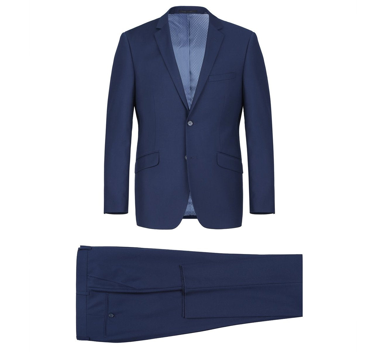 Alessandro Vitello by Renoir 2-Piece Slim Fit Notch Lapel Solid Suit for Men | Business Formal & Wedding Attire | Premium Italian Wool Blazer & Dress Pants Set