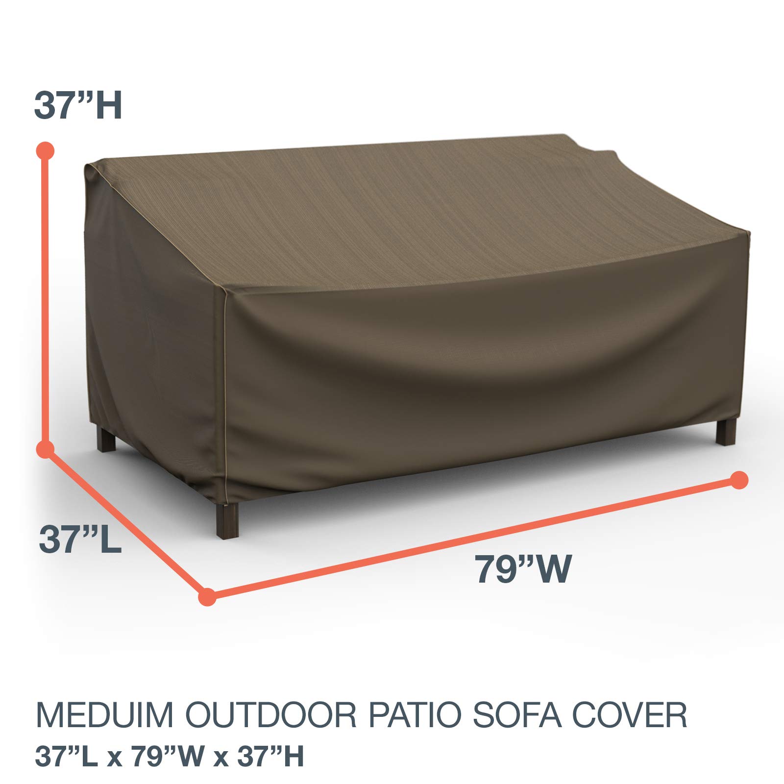 Premium Waterproof Outdoor Patio Sofa Cover - Medium Size, Black & Tan Weave - StormBlock Technology for Hillside Protection - Perfect for Patio Furniture, Deck Chairs & Backyard Loungers