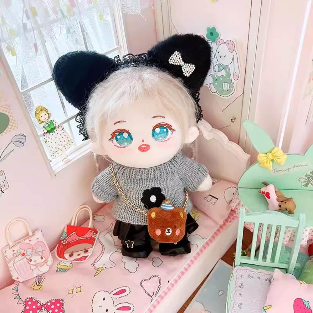 20cm Plush Doll Clothes Set - Hat, Sweater & Shorts for Dressup Play