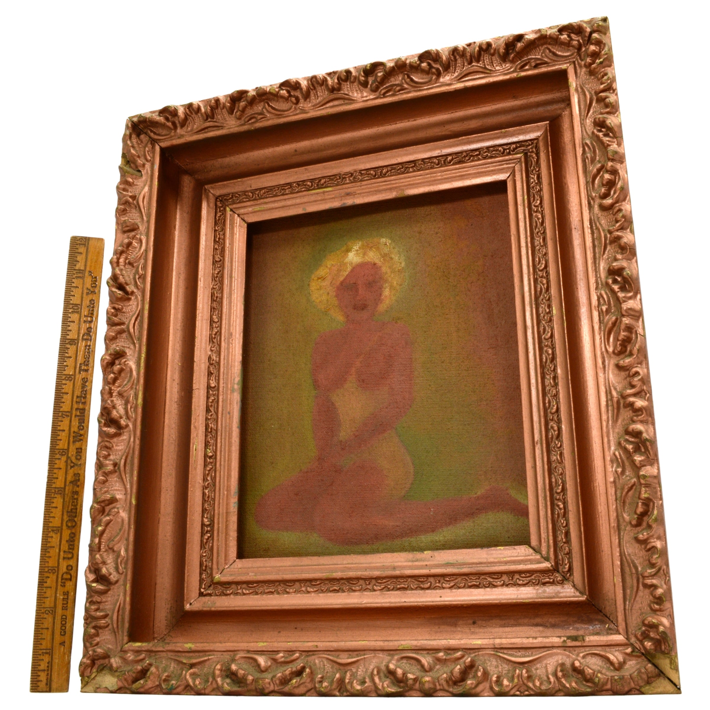 Antique Original Risque Art Lucas Painting - Vintage Nude Woman Canvas Wall Art for Home Decor & Gallery Display