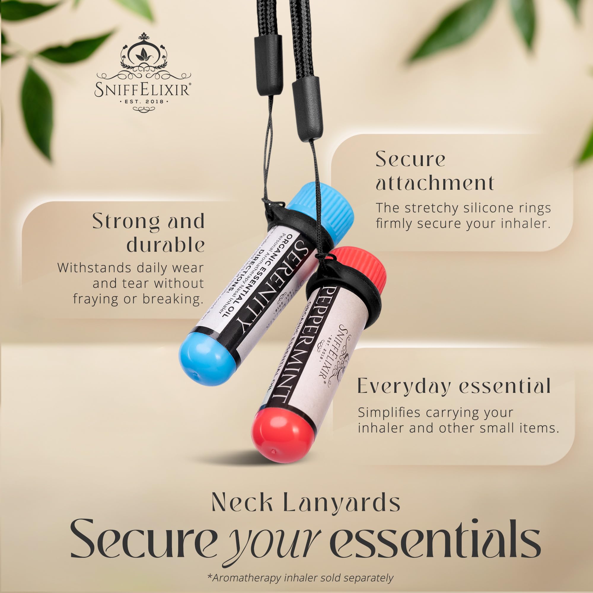 Stretchy Black Silicone Lanyard Set - 2 Pack for Aromatherapy, Lip Balm & Pens