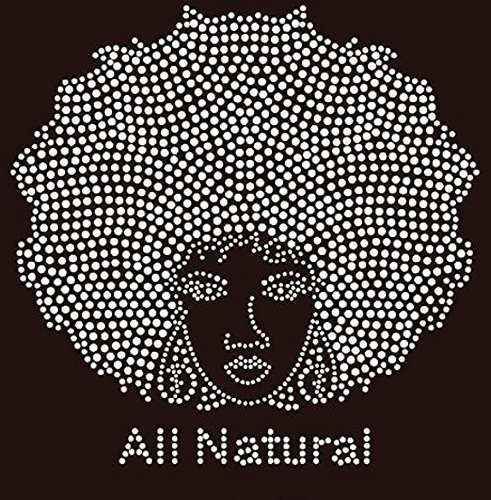 All Natural Afro Girl Rhinestone Iron-On T-Shirt Transfer for DIY Custom Apparel & Unique Fashion Designs - Perfect for T-Shirts, Hoodies, Bags & More