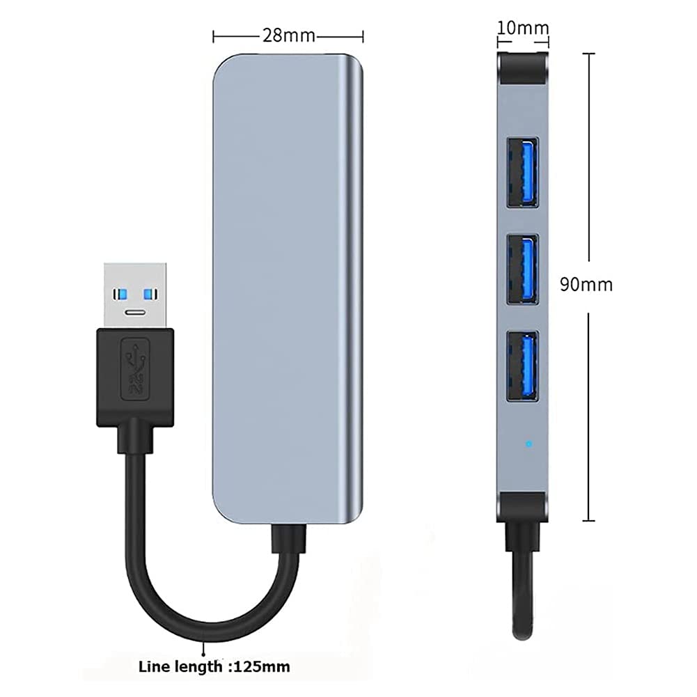 Oikabio USB 3.0 Hub - 4 Port Ultra Slim USB Splitter Adapter for Laptop, PC, MacBook, Flash Drive & External Hard Drive | High-Speed Data Transfer | Compact Design for Home, Office & Travel Use