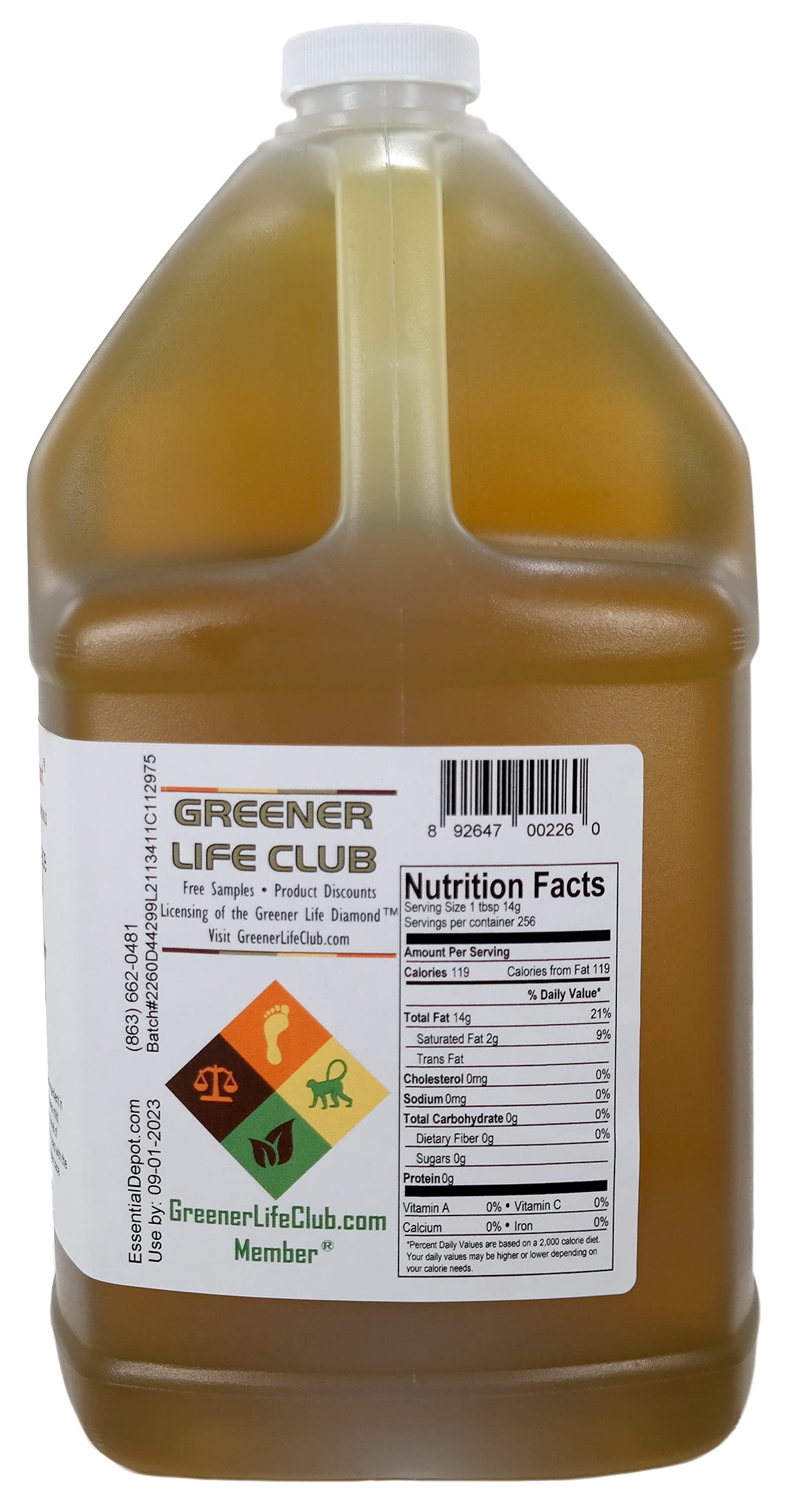 Premium Pomace Olive Oil - Food Grade, 2 Gallons (256 oz) - Pack of 2 x 1 Gallon HDPE Containers with Resealable Cap - Ideal for Cooking, Baking & Salad Dressings