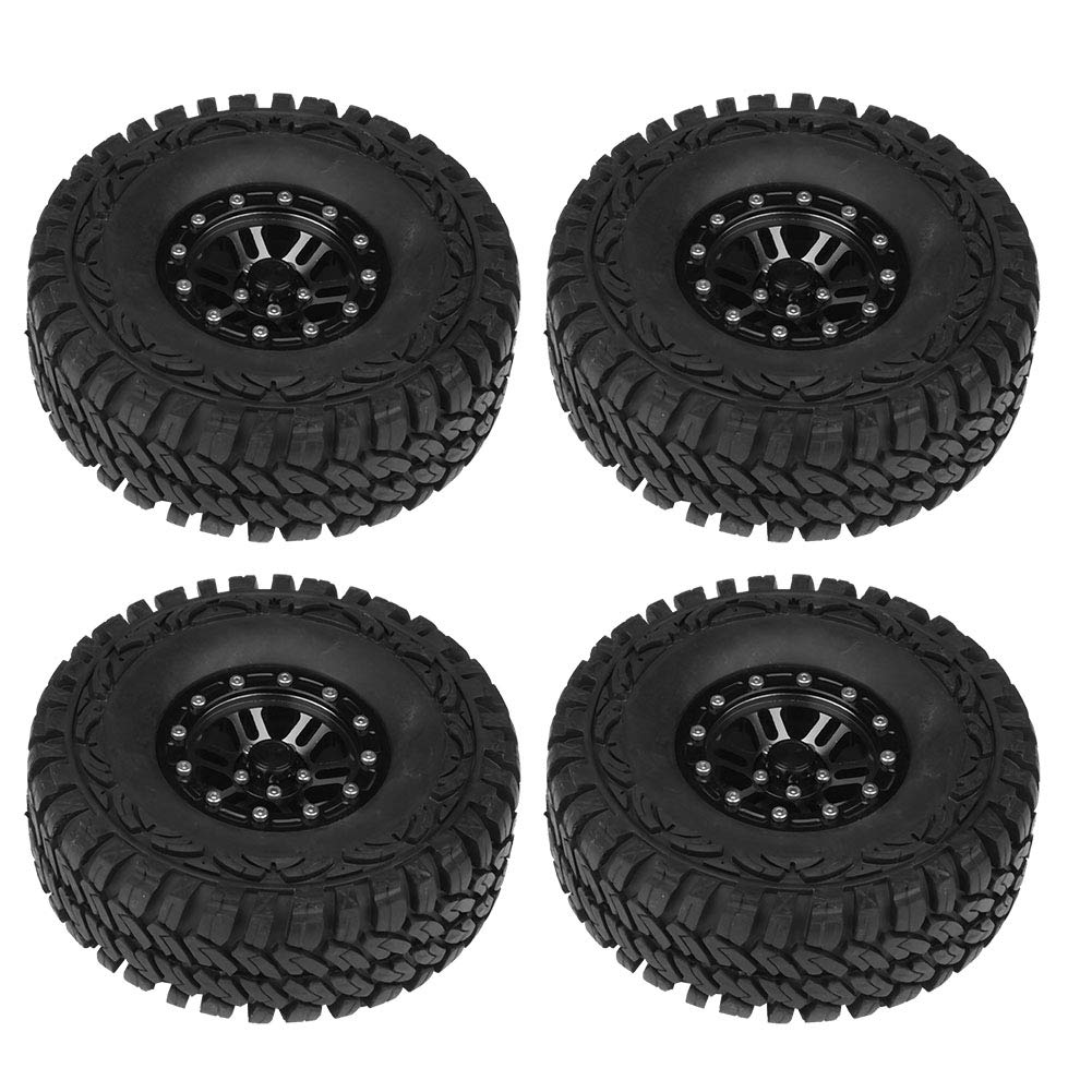 Dilwe 1:10 RC Car Tires - 4Pcs Rubber Tires with Metal Hubs for Crawler Cars - Off-Road Adventure