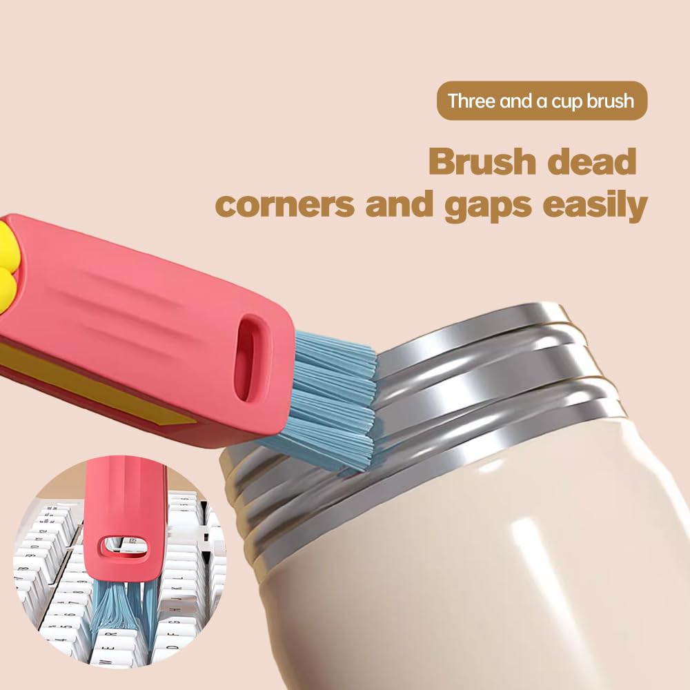 3 in 1 Cup Lid Cleaning Brush - Multifunctional Bottle Gap & Tight Space Cleaner | Portable Cup Lid Scrubber with Brush (2024 New) | Perfect for Travel, Baby Bottles, Water Bottles & Hard-to-Reach Areas