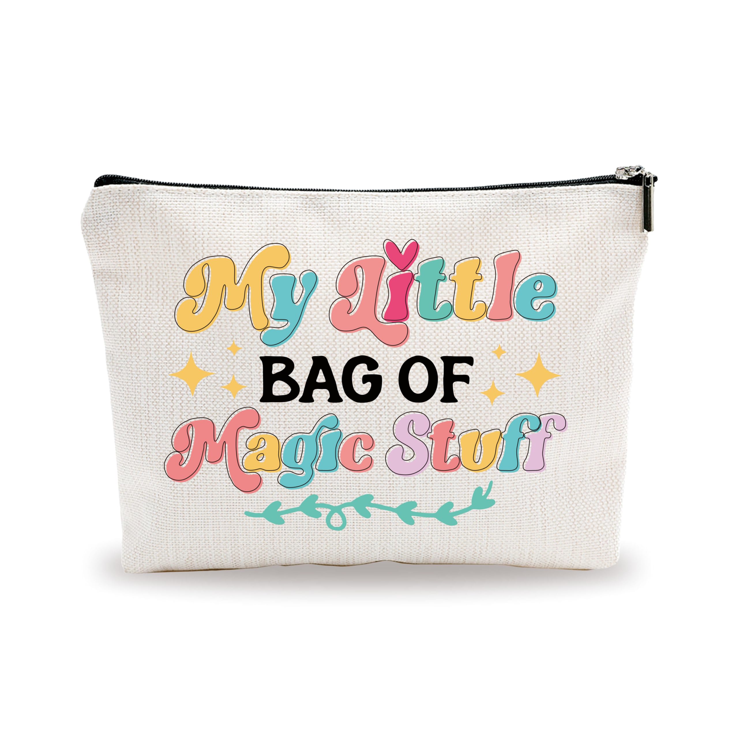 Magic Makeup Bag for Women & Girls - Funny Colorful Quote Cosmetic Pouch - Cute Cotton Linen Travel Organizer - Encouraging Gift for Sister, Friend, Wife - Perfect for Daily Use & Travel Accessories (19
