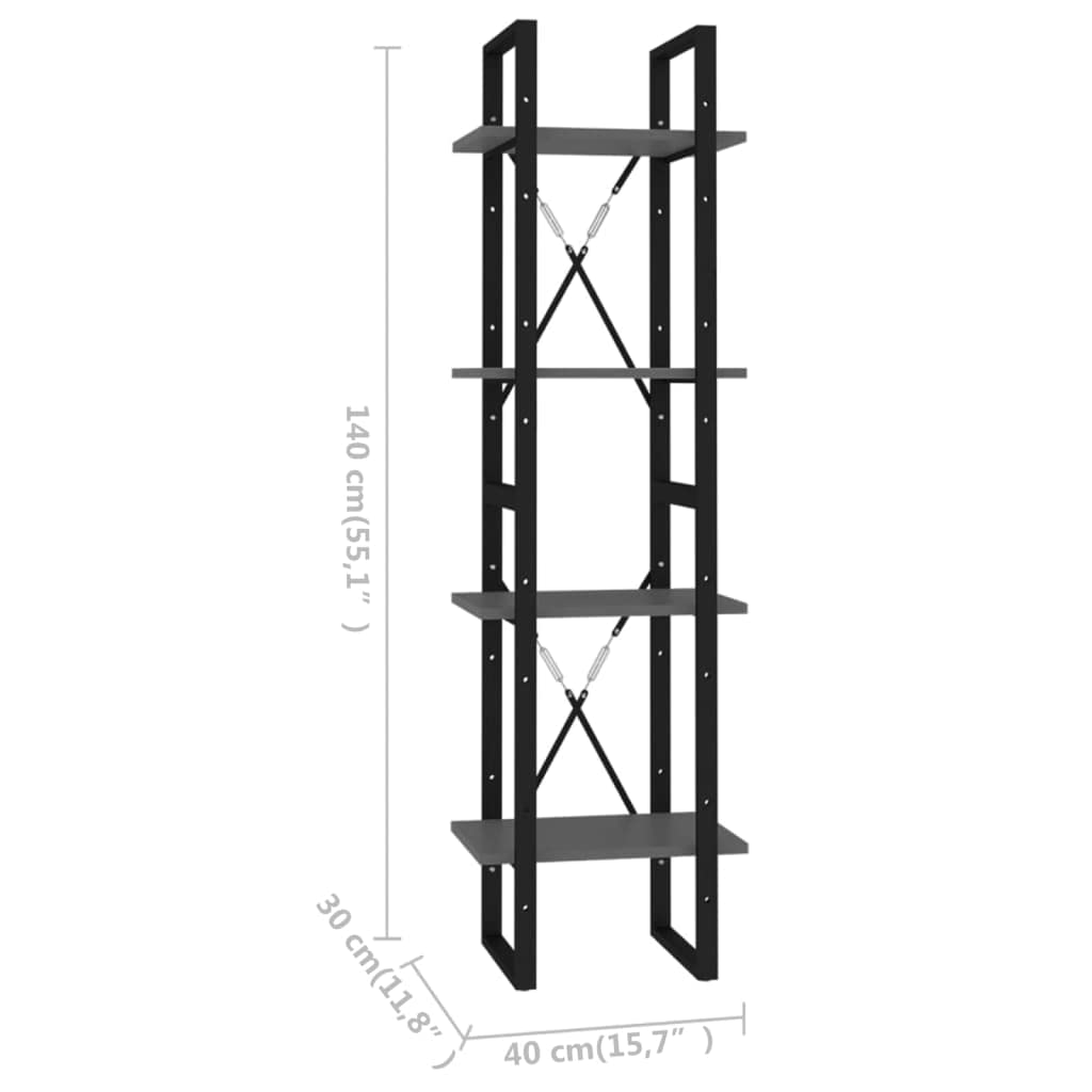 4-Tier Floor Standing Bookcase - 15.7