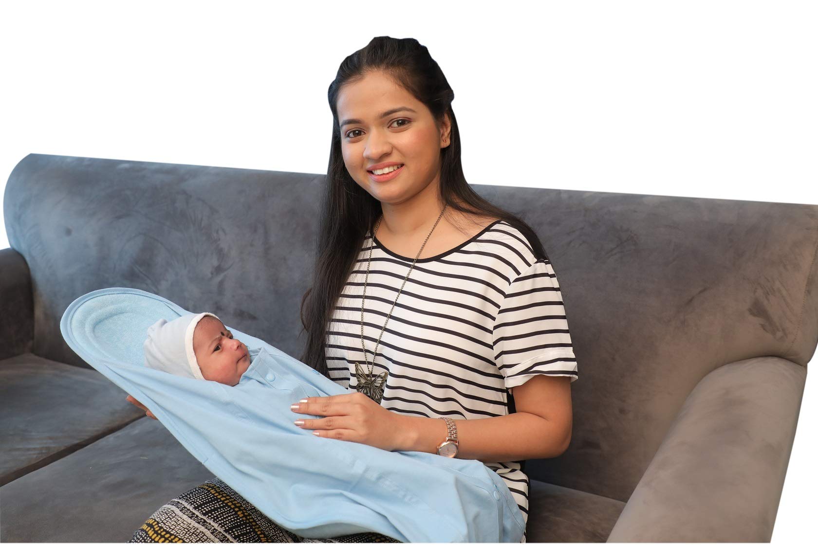 HOOBA 2-in-1 Nursing Pillow with Hood & Cover - Baby Feeding Support for Comfortable Breastfeeding