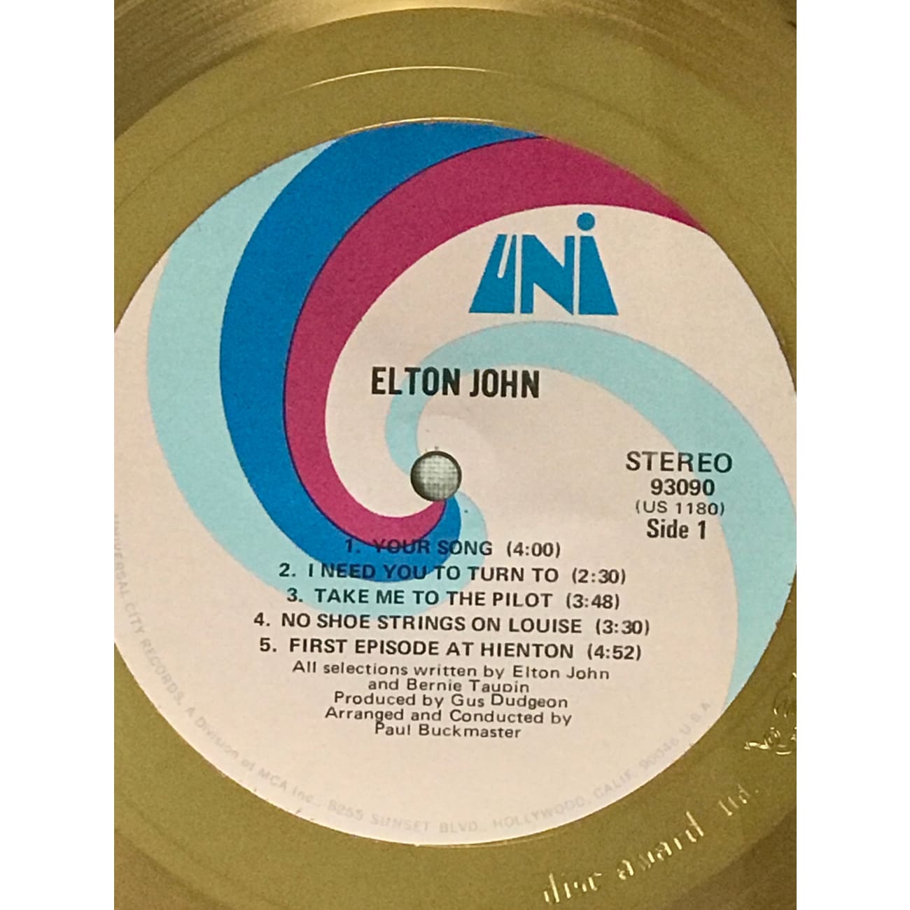 Elton John 1970 Debut RIAA Gold LP Award - Rare Collectible Vinyl Record for Music Enthusiasts | Perfect for Display in Home Theater, Music Room or Collector's Showcase