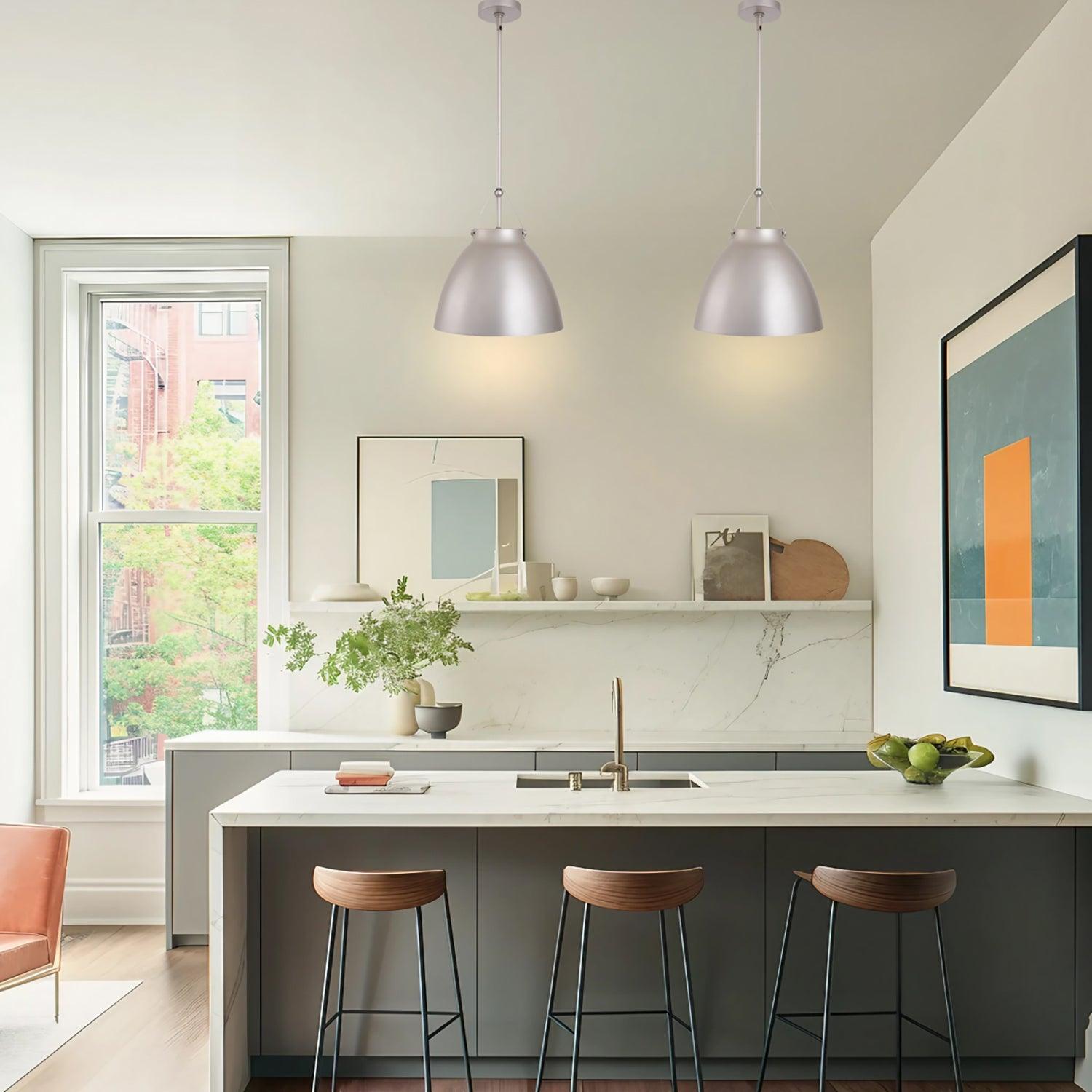 Modern 1-Light Metal Dimmable Pendant Light Fixture for Kitchen Island, Dining Room, or Bedroom - Adjustable Hanging Ceiling Lamp with Vintage Industrial Style