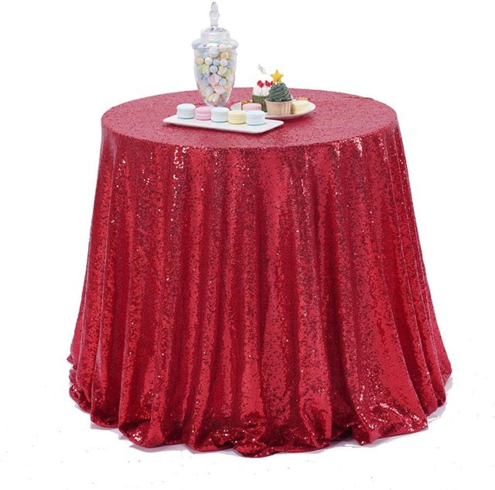 Sparkly Sequin Tablecloth - Rose Gold & Silver Glitter Table Cover for Wedding, Kids Party, Home Decor - 23.6 Inch Round - Perfect for Birthday Celebrations, Holiday Dinners & Special Events