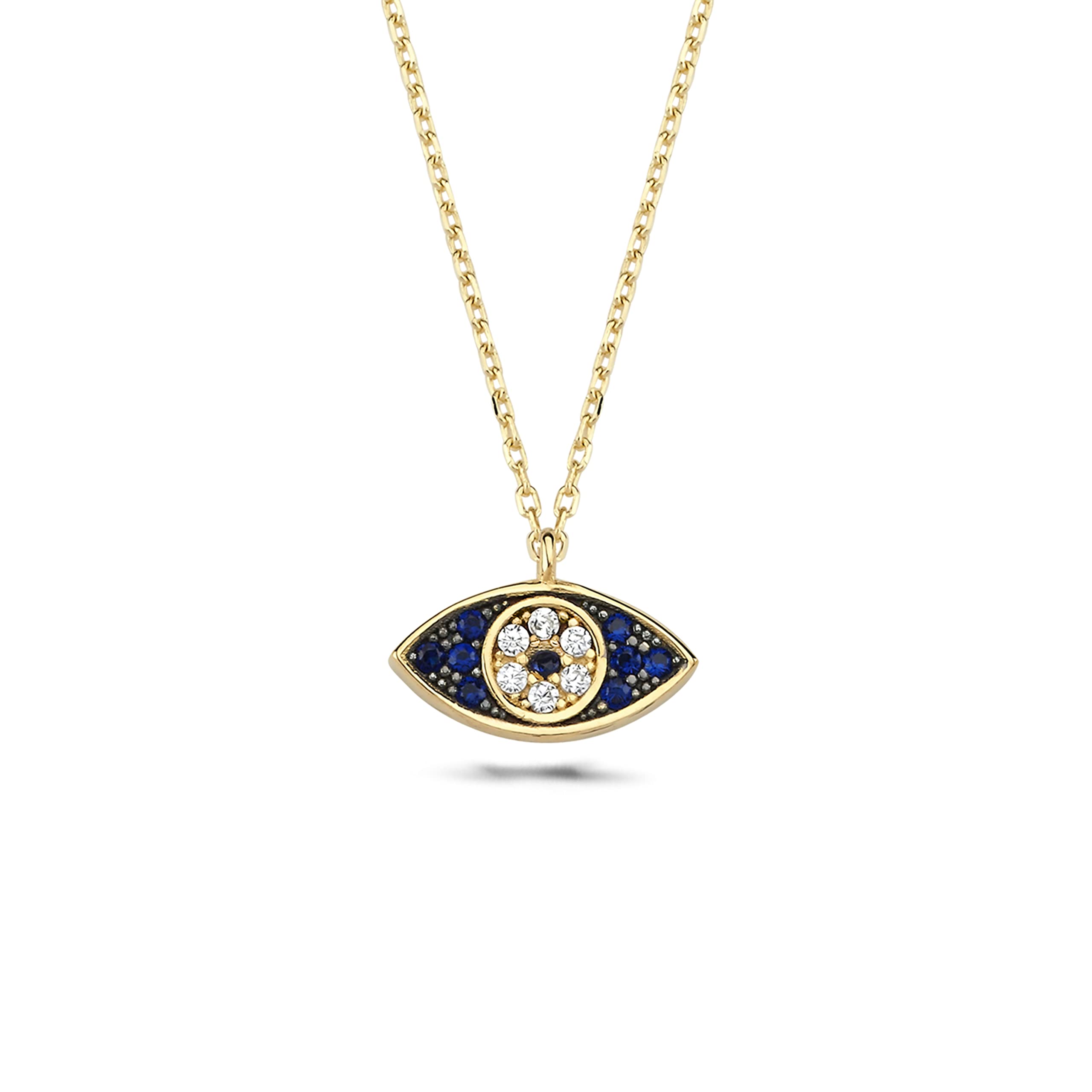 14K Solid Gold Evil Eye Necklace for Women – Real Gold Protection Pendant with Chain – Blue Eye Jewelry Gift for Girls & Kids | Birthday, Everyday Wear, Spiritual Protection