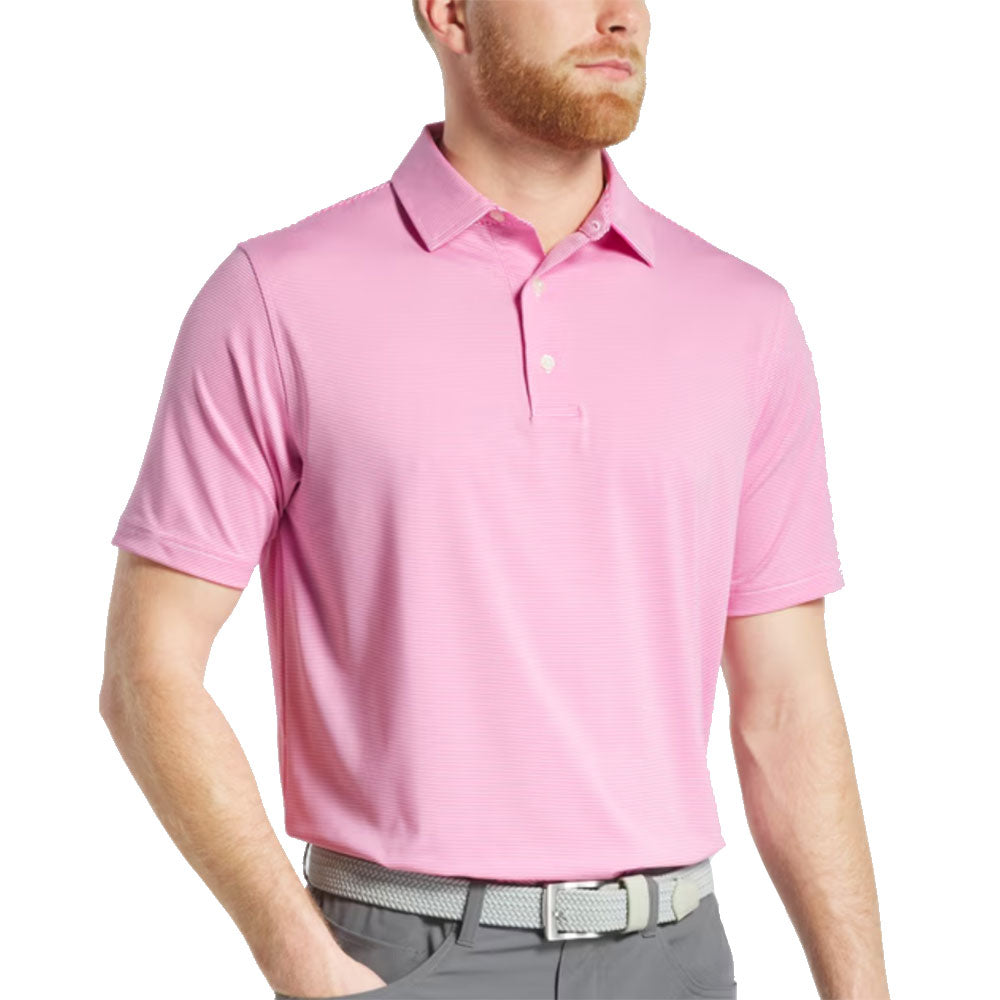 FootJoy Athletic Fit Micro Feeder Stripe Lisle Men's Golf Polo Shirt - Breathable & Moisture-Wicking for Comfortable Golfing & Outdoor Sports