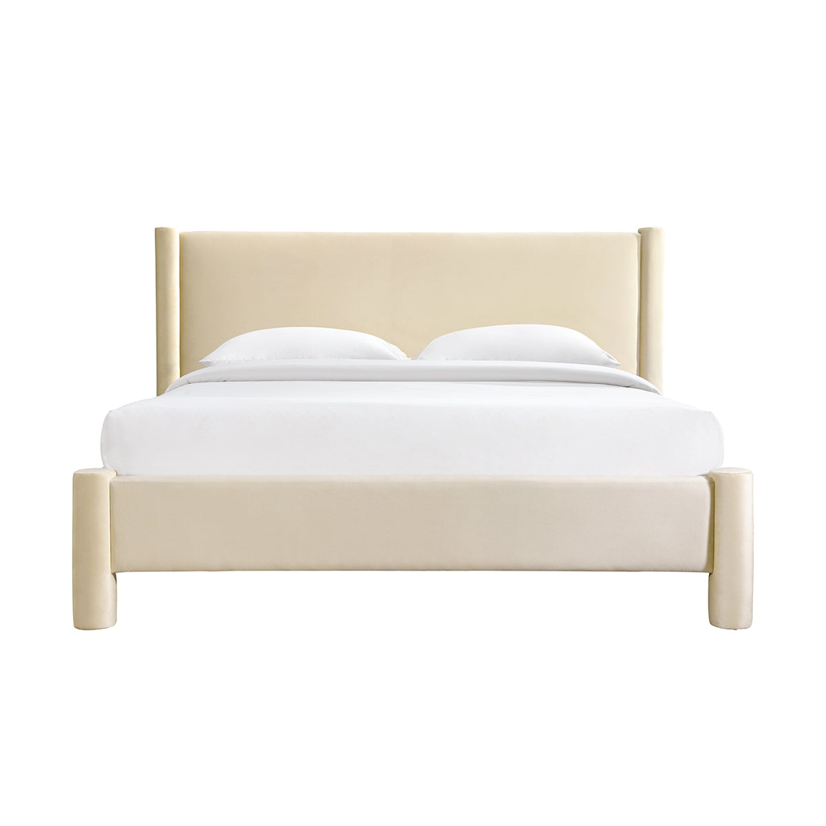 Luxury Estelle Velvet King Size Bed Frame - Soft Desert Velvet Upholstered Headboard - Elegant Bedroom Furniture for Master Suite & Guest Room