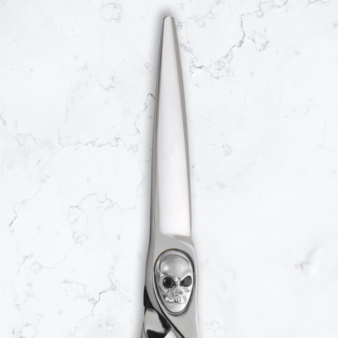 Professional 6 Inch Japanese Steel Barber Shears - Saki Tachi Skull Screw Hair Cutting Scissors for Men & Women - Perfect for Salon, Home Haircuts & Styling